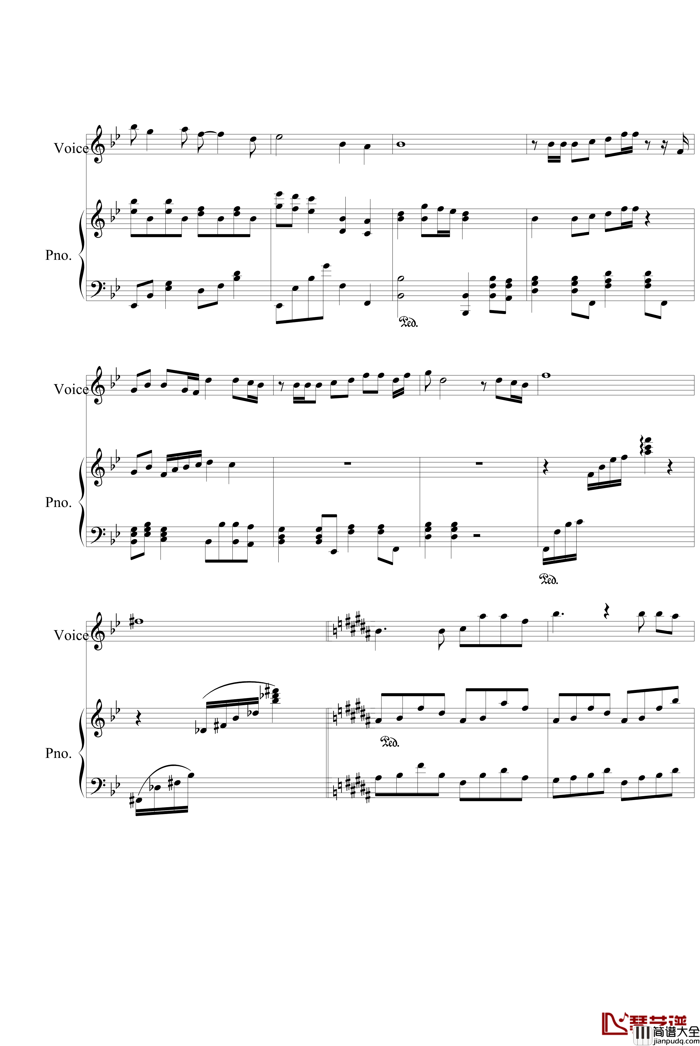 花园钢琴谱_PY版_梁静茹