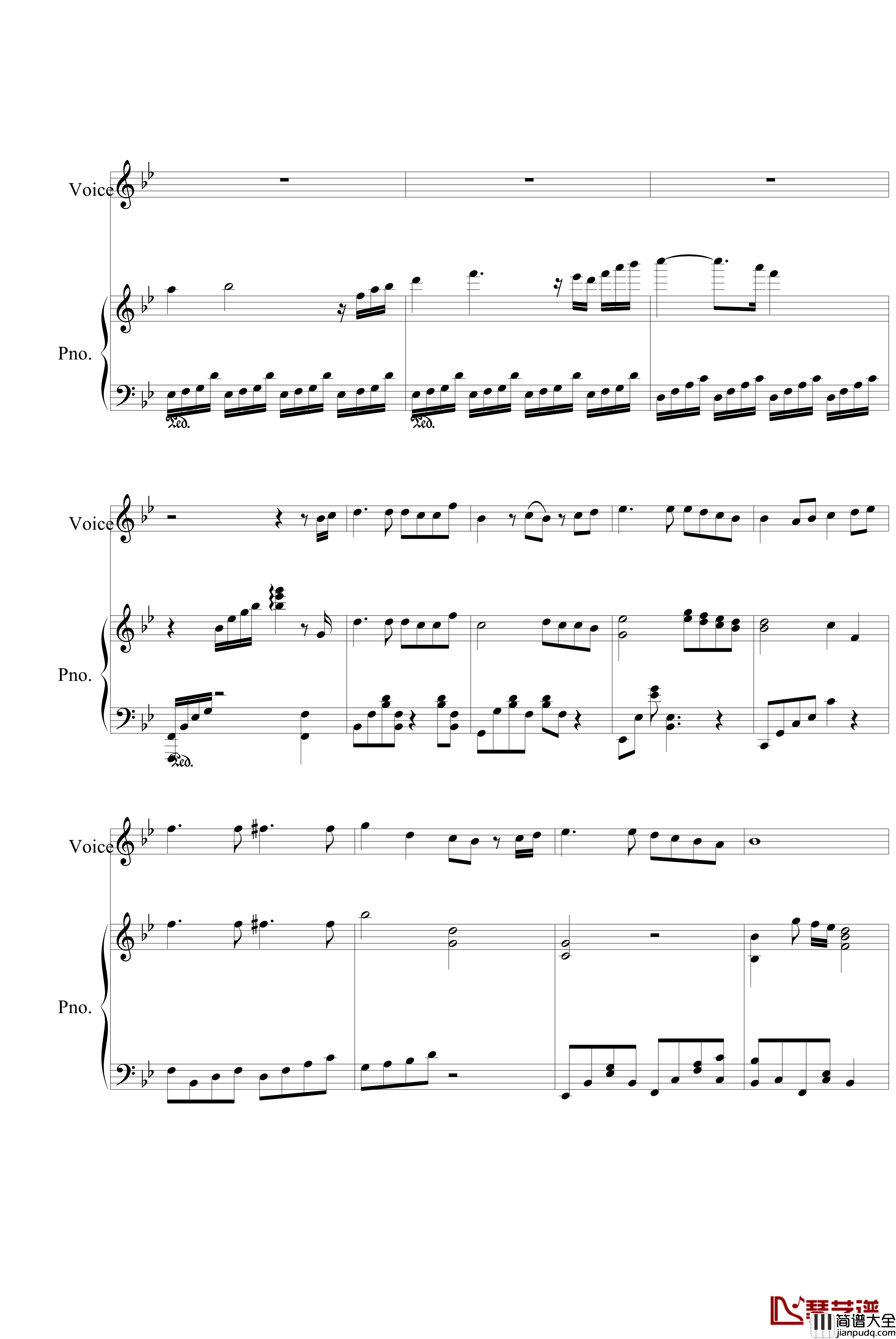 花园钢琴谱_PY版_梁静茹