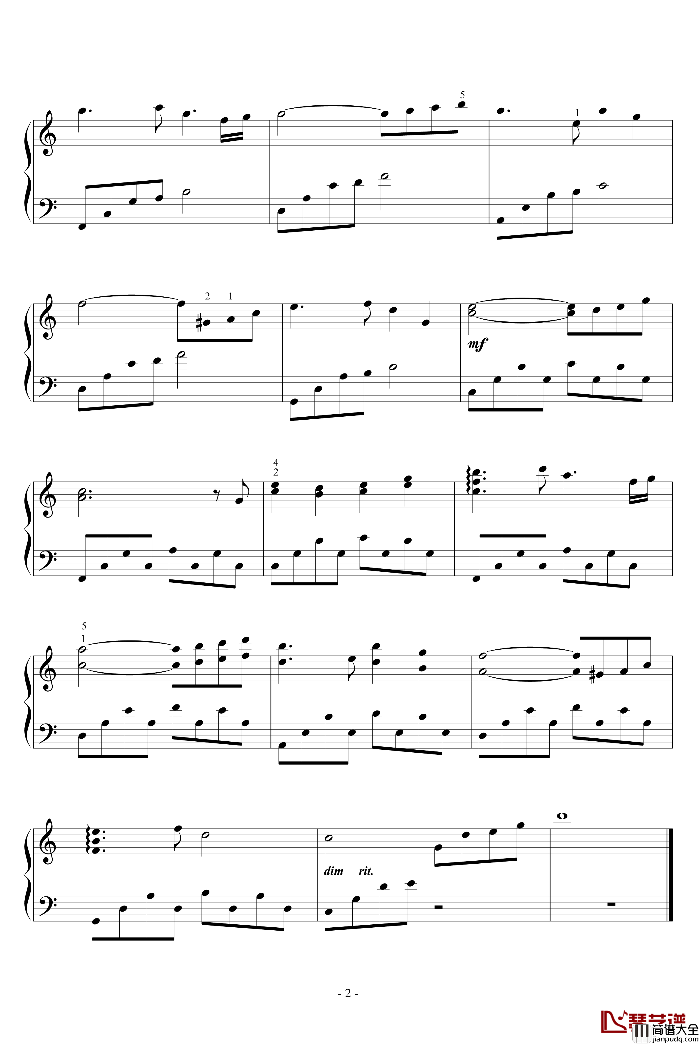 脚踏车钢琴谱_鸠玖版_不能说的秘密