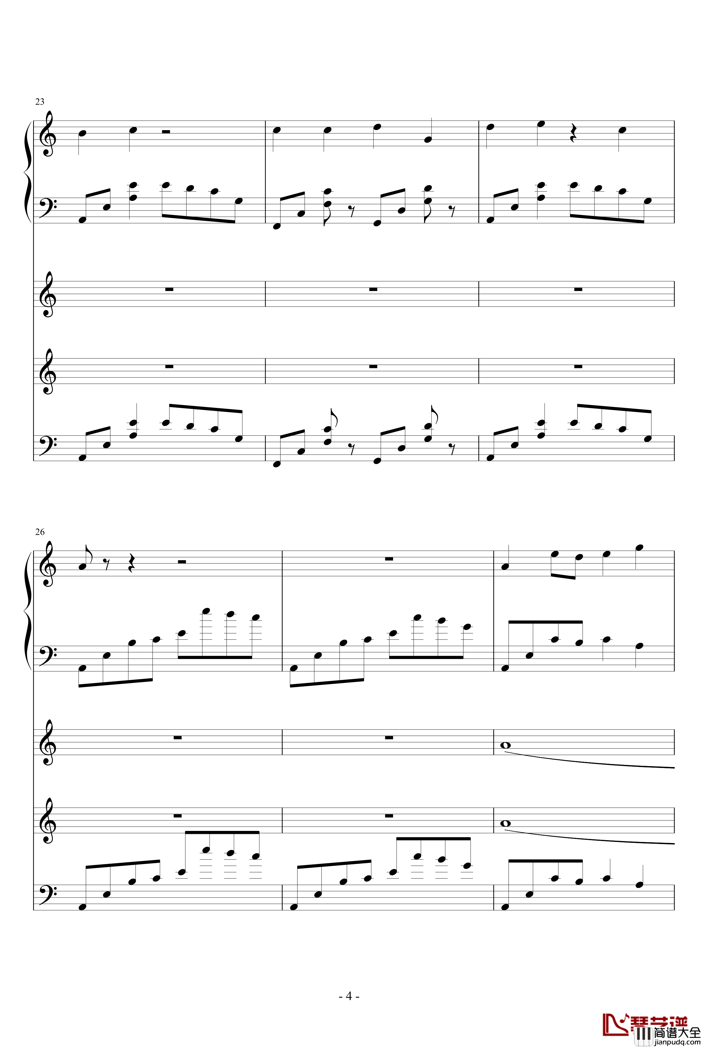 寻秦记插曲钢琴谱_赵国公主_影视