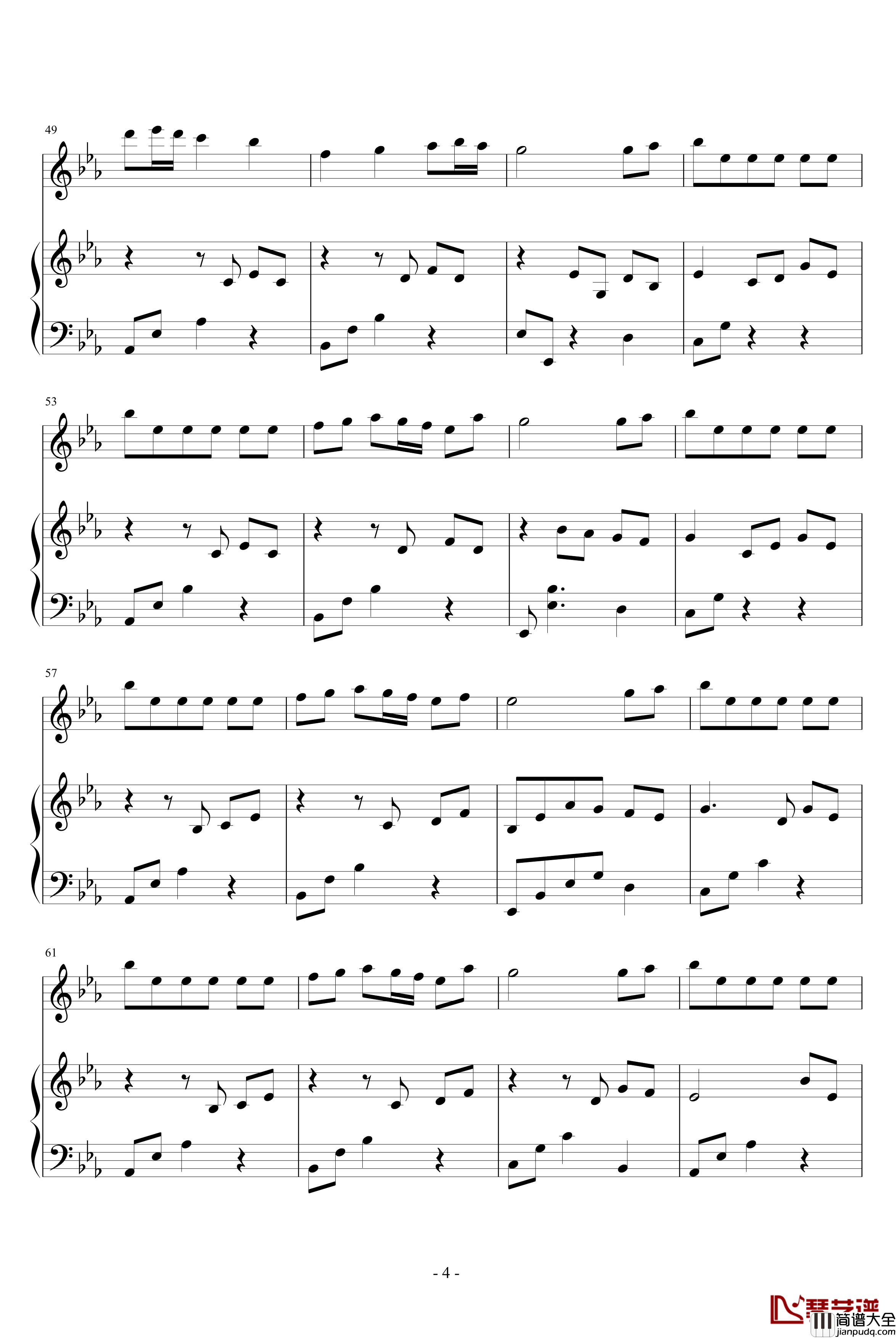 微笑的弧度钢琴谱_动漫影视_颗猫饼乾_silent_love