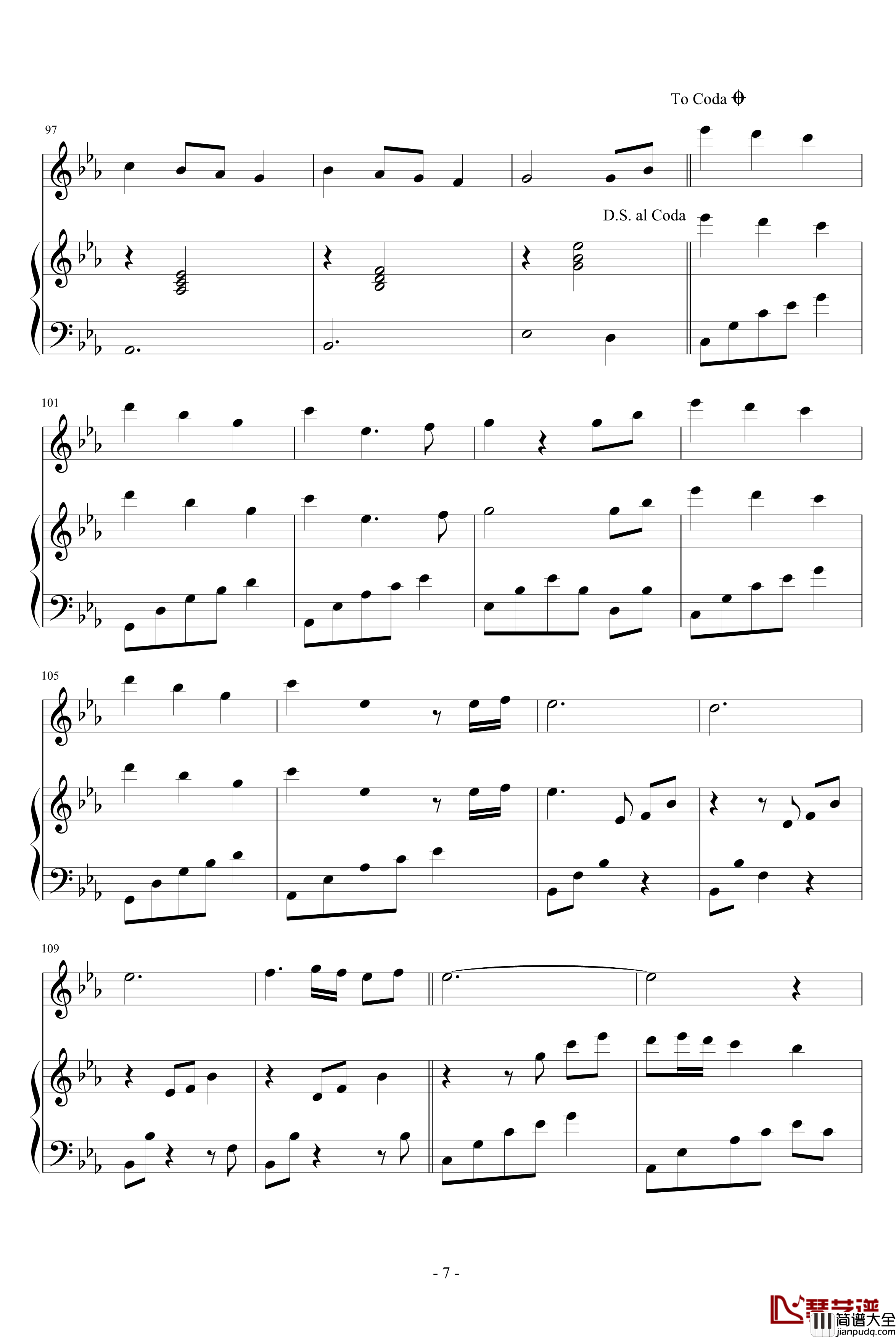 微笑的弧度钢琴谱_动漫影视_颗猫饼乾_silent_love