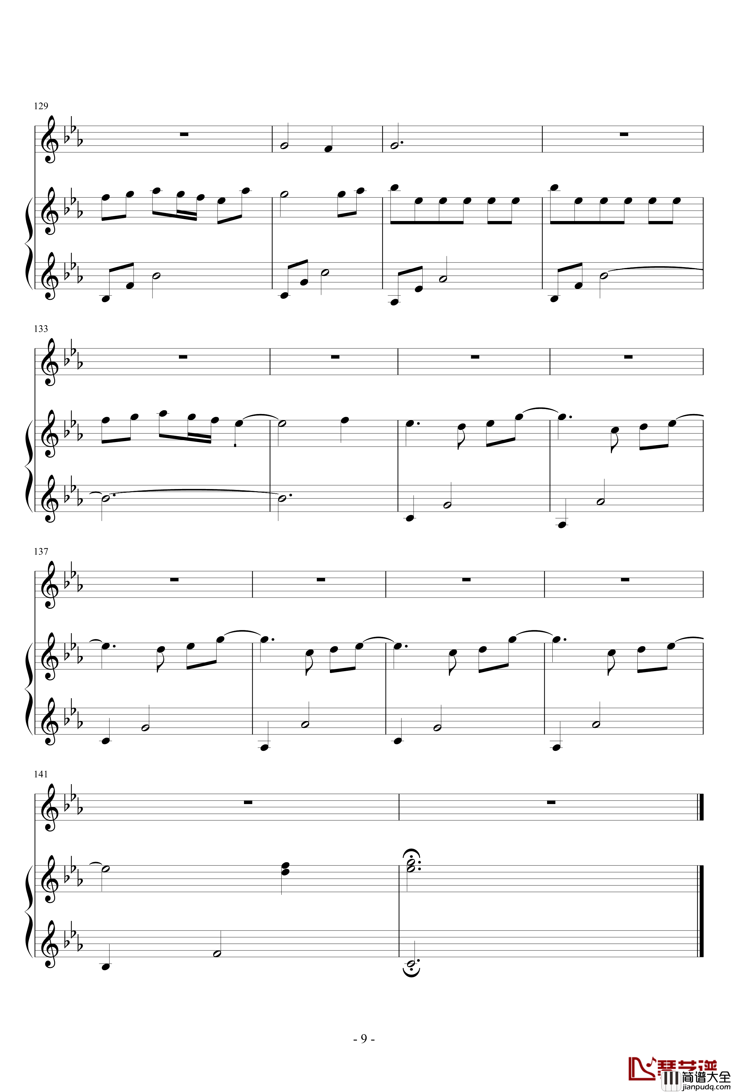 微笑的弧度钢琴谱_动漫影视_颗猫饼乾_silent_love