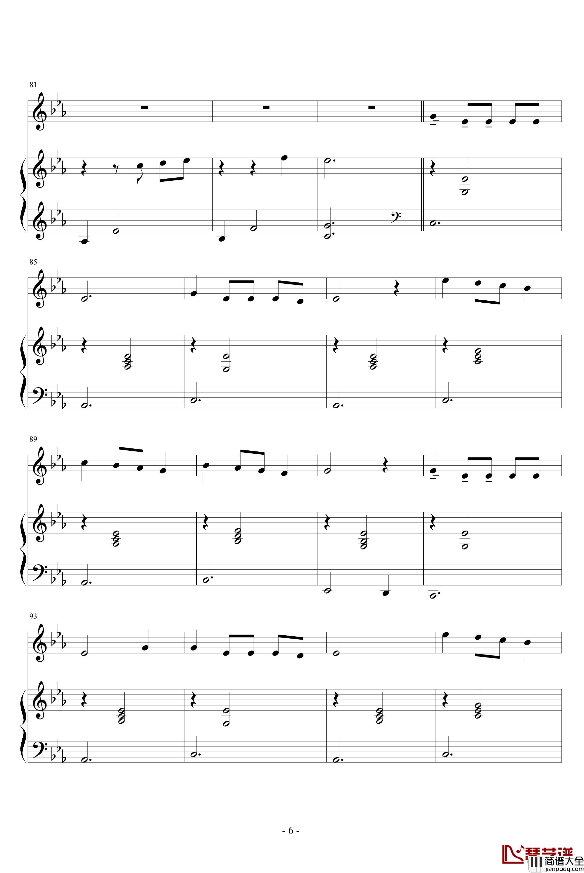 微笑的弧度钢琴谱_动漫影视_颗猫饼乾_silent_love