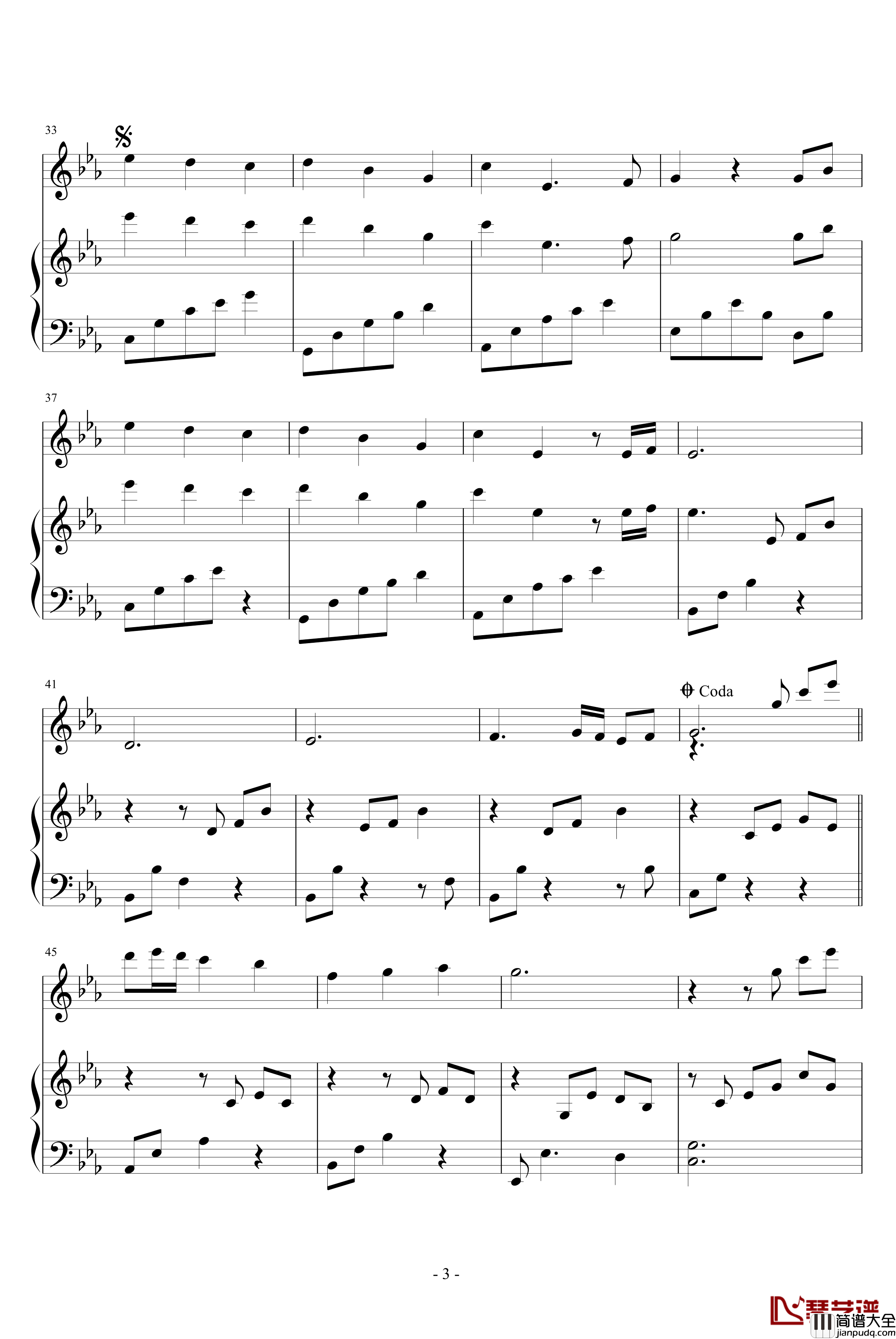 微笑的弧度钢琴谱_动漫影视_颗猫饼乾_silent_love