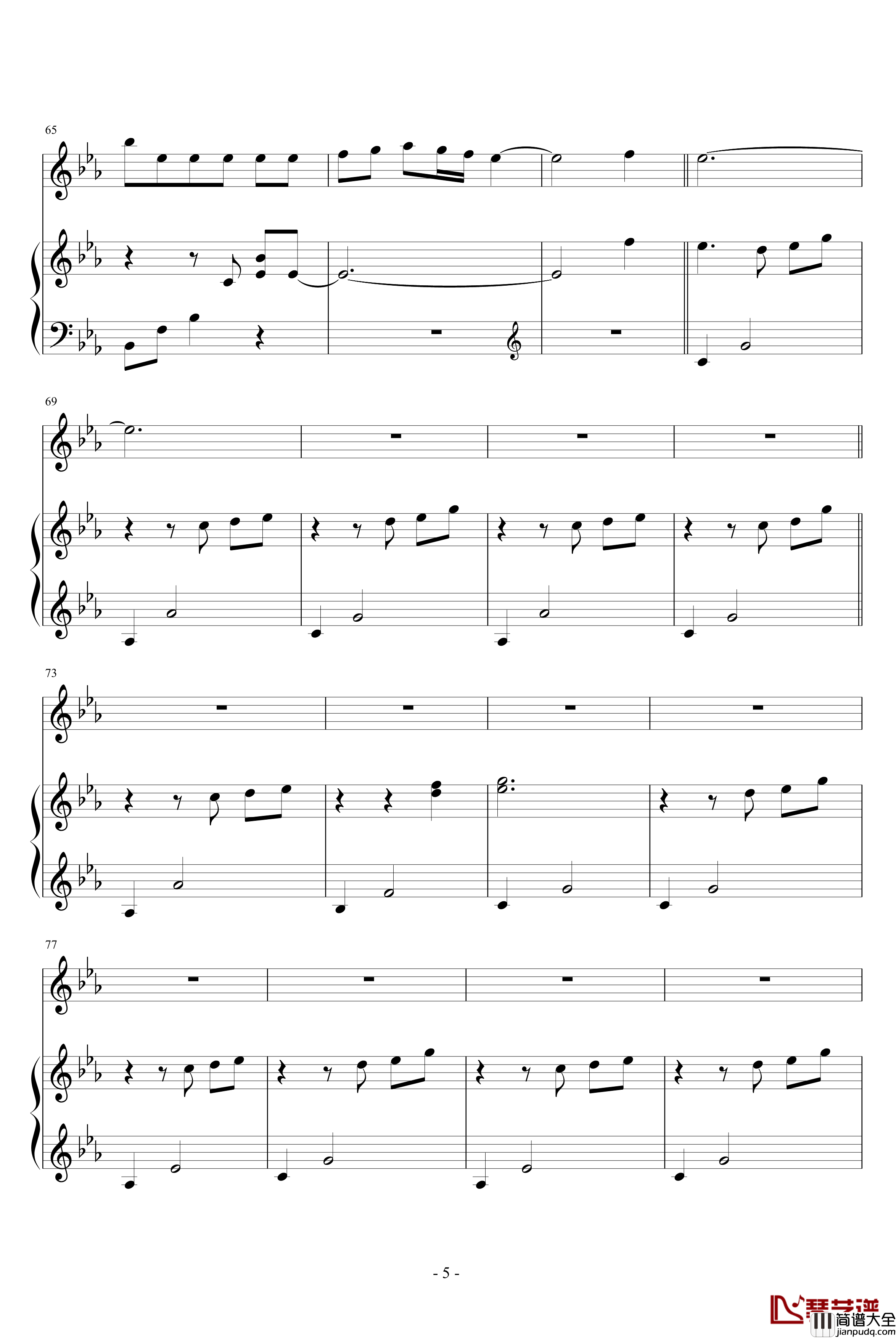 微笑的弧度钢琴谱_动漫影视_颗猫饼乾_silent_love