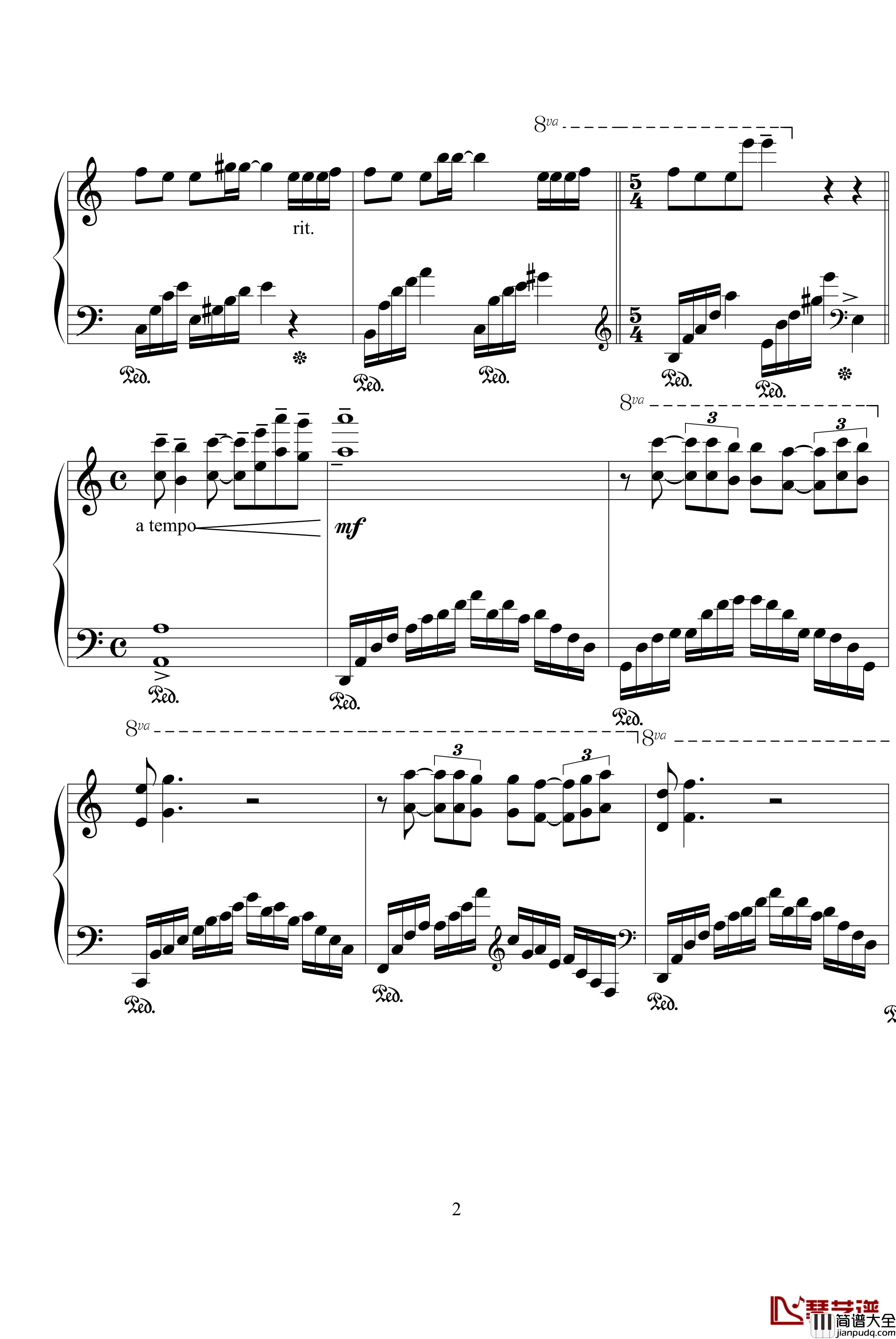 遗憾钢琴谱_克莱德曼