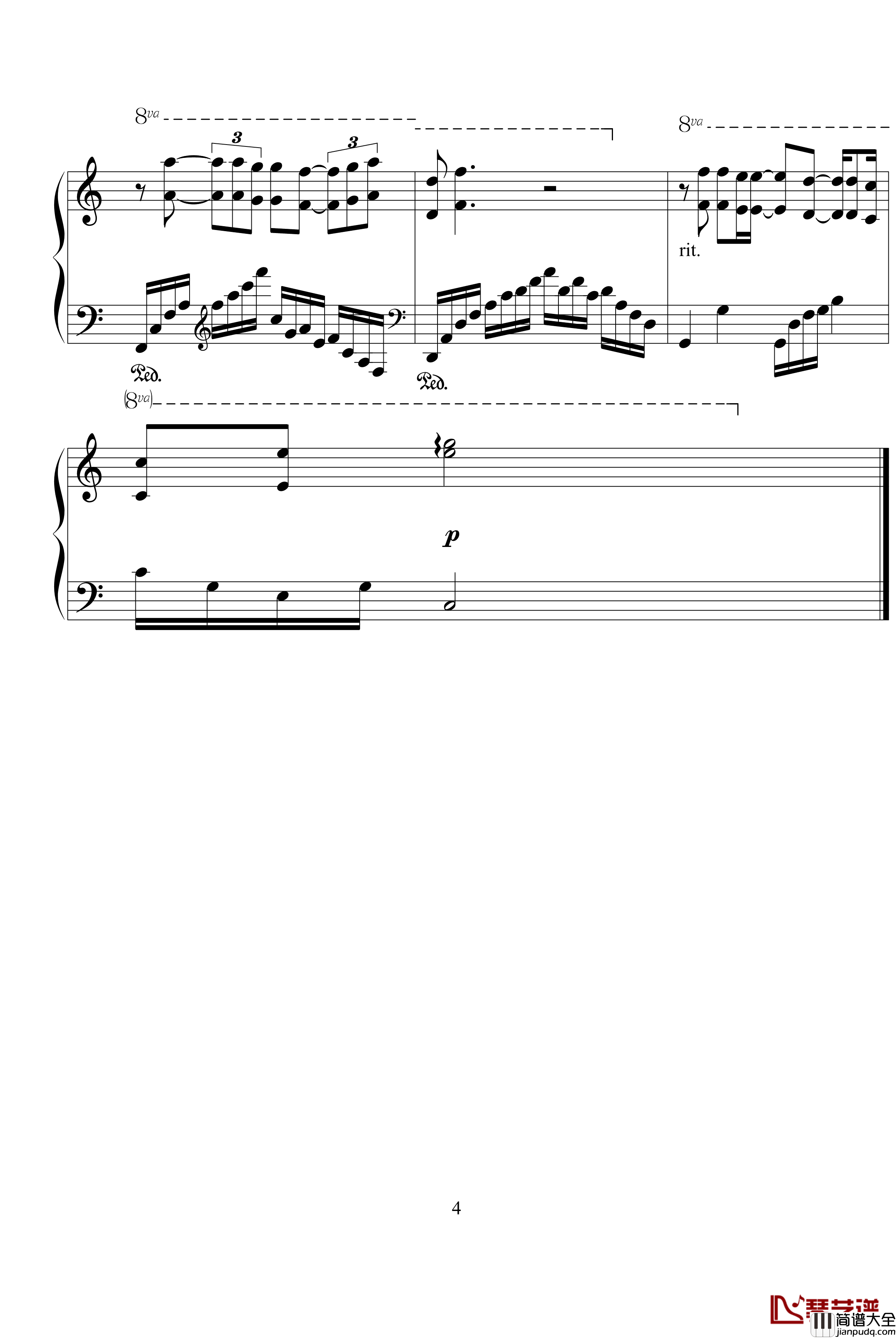 遗憾钢琴谱_克莱德曼