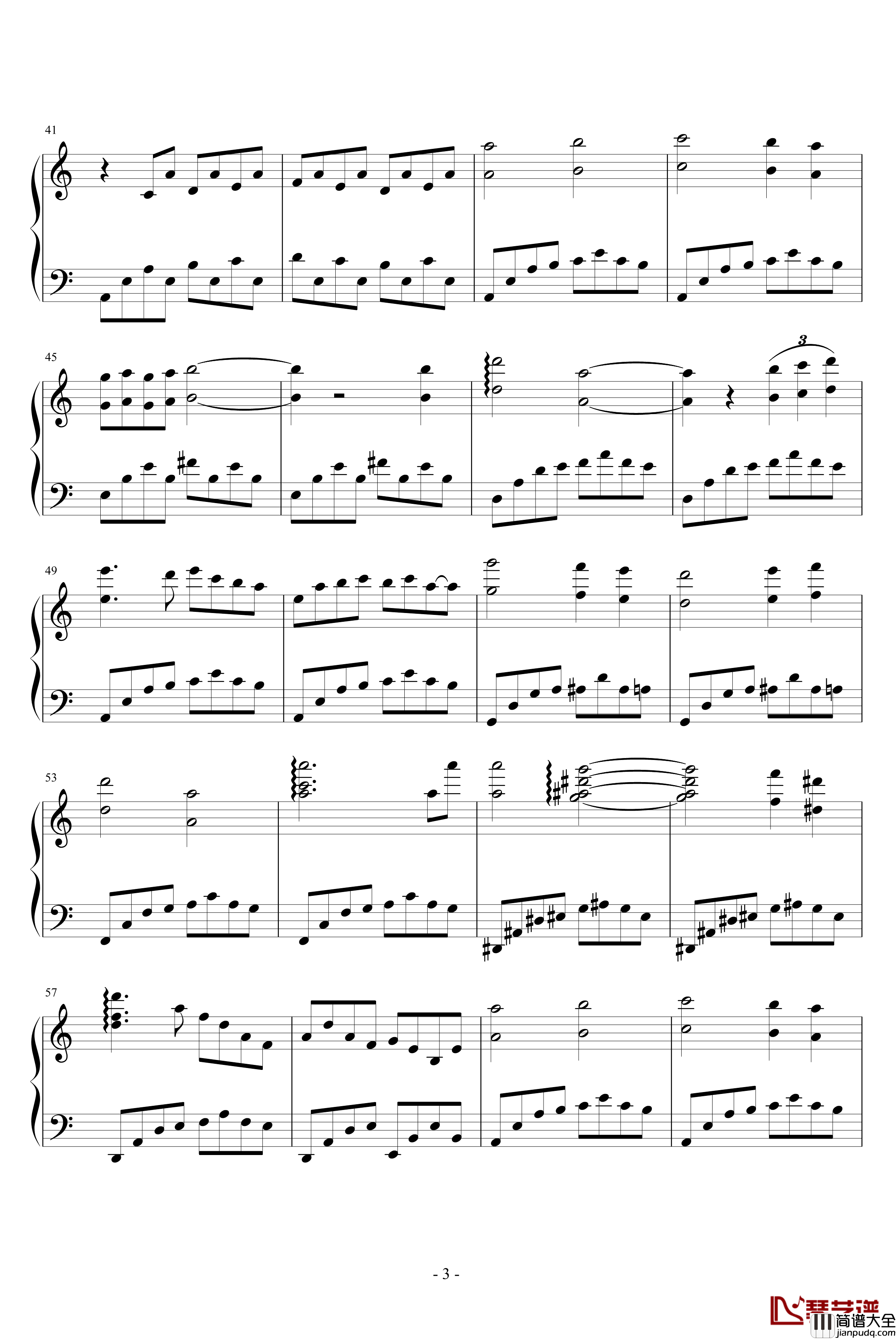 勇敢的心钢琴谱_网络上流传版本_Braveheart_Theme_班得瑞_Bandari