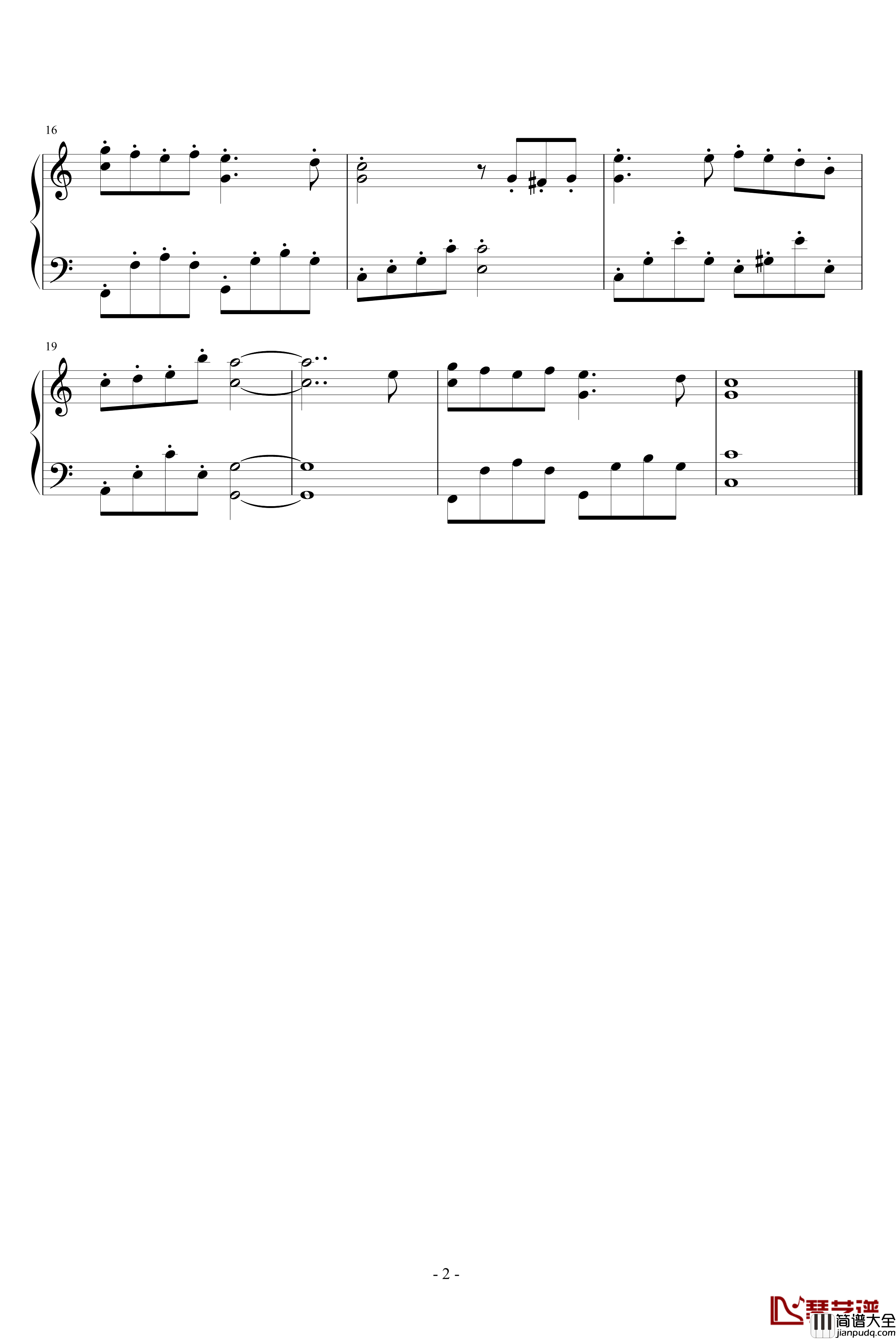 彩虹钢琴谱_欢乐版_周杰伦