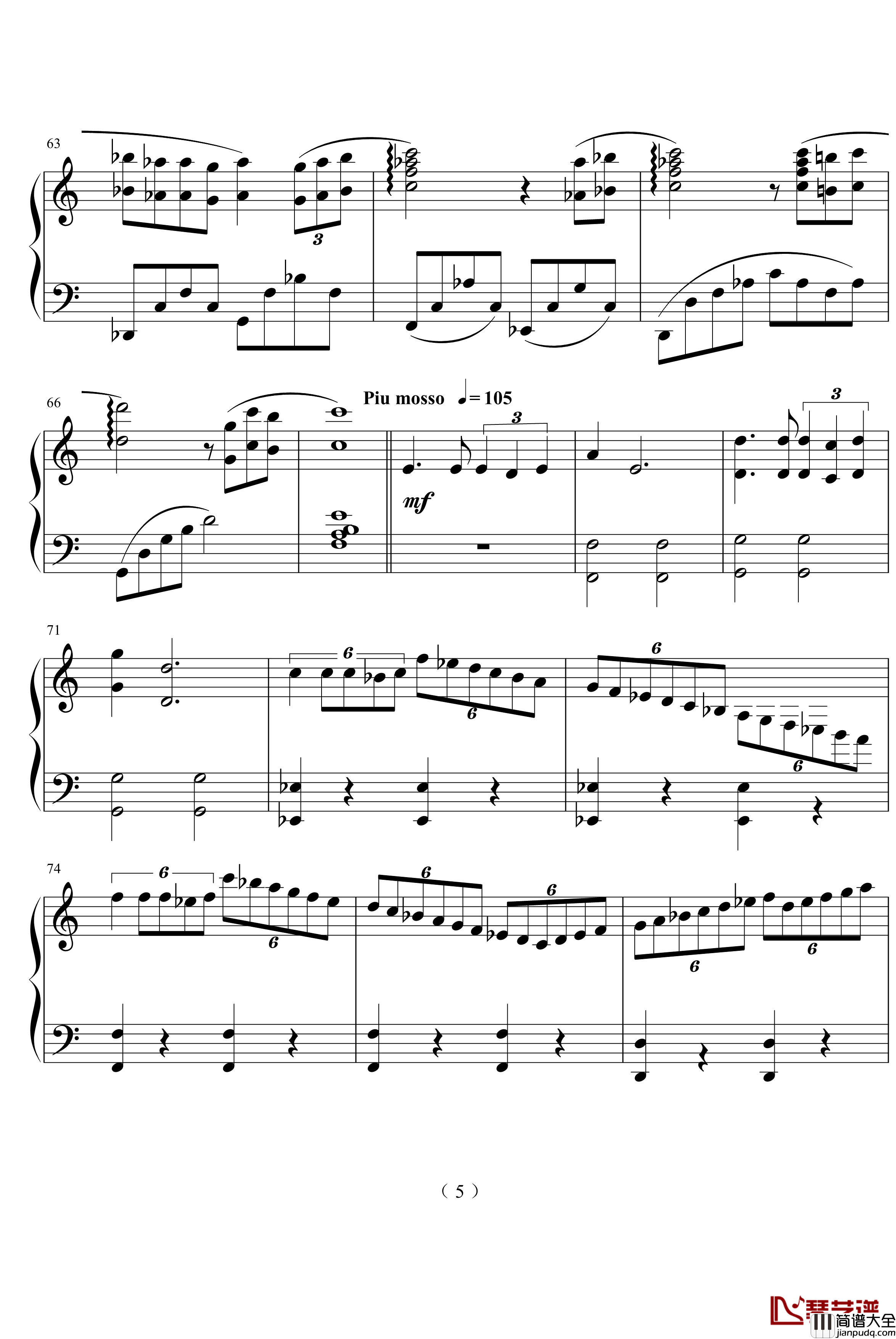 千与千寻片头插曲钢琴谱_千与千寻