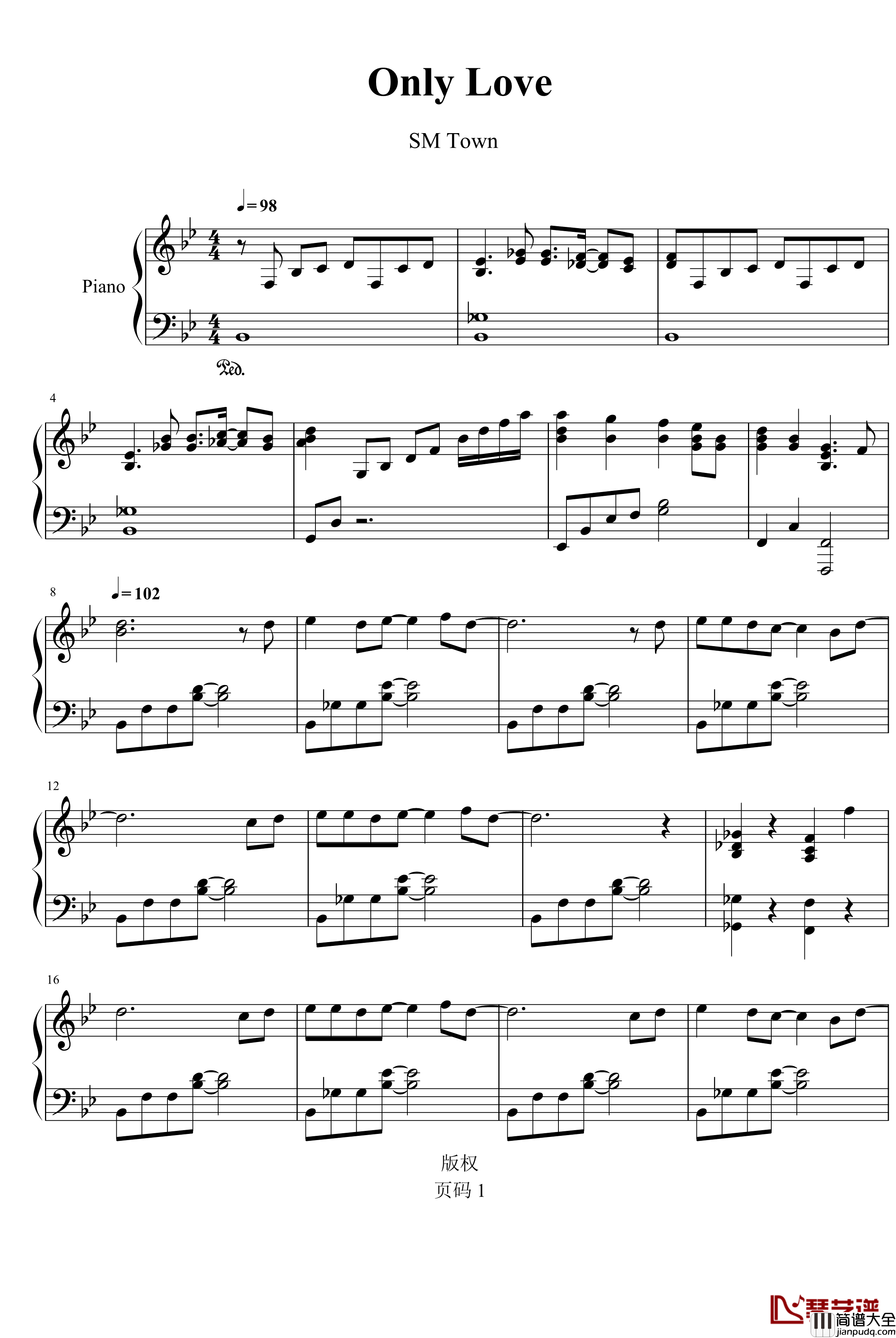 Only_Love钢琴谱_Super_Junior