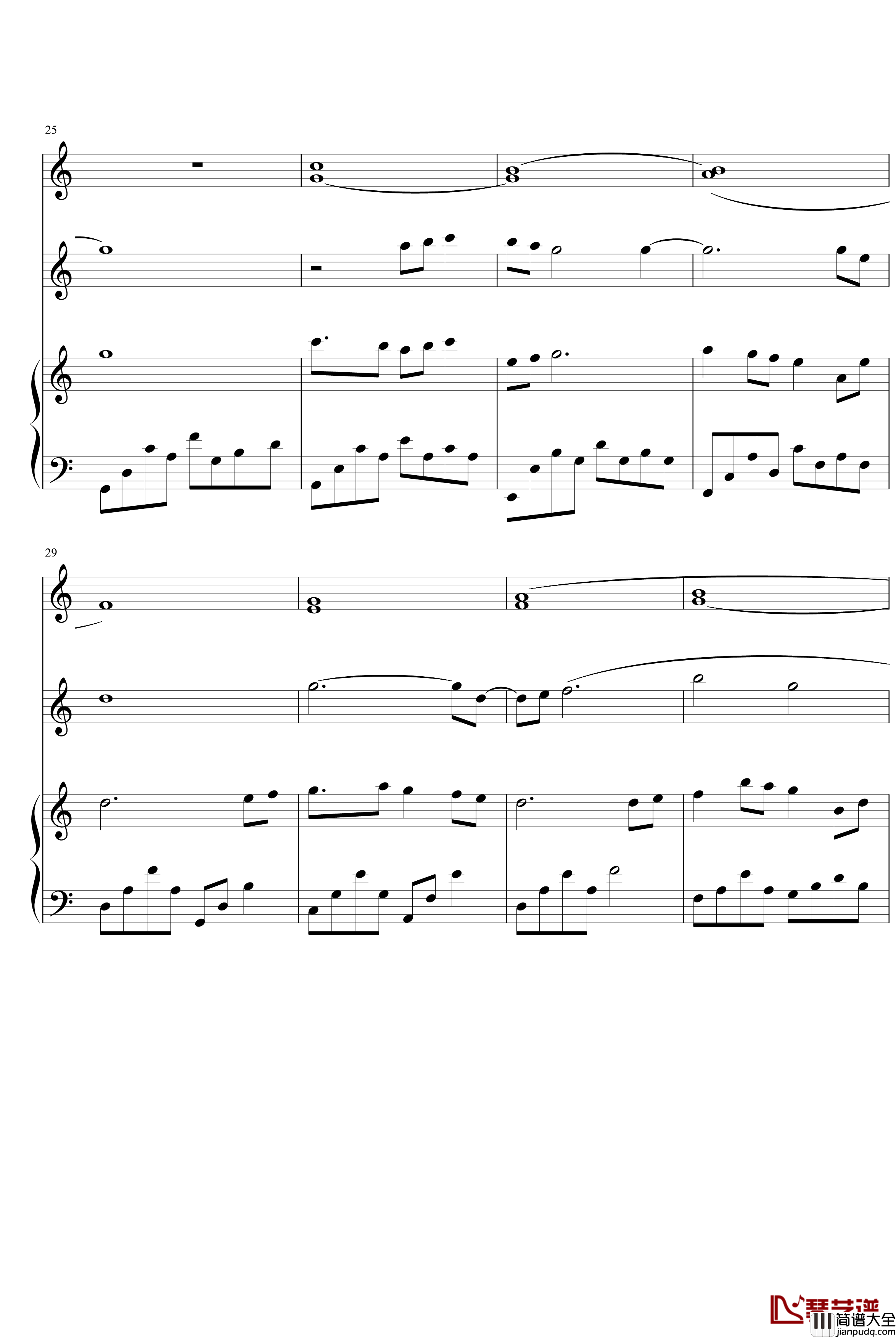 在水一方钢琴谱_半谱_邓丽君