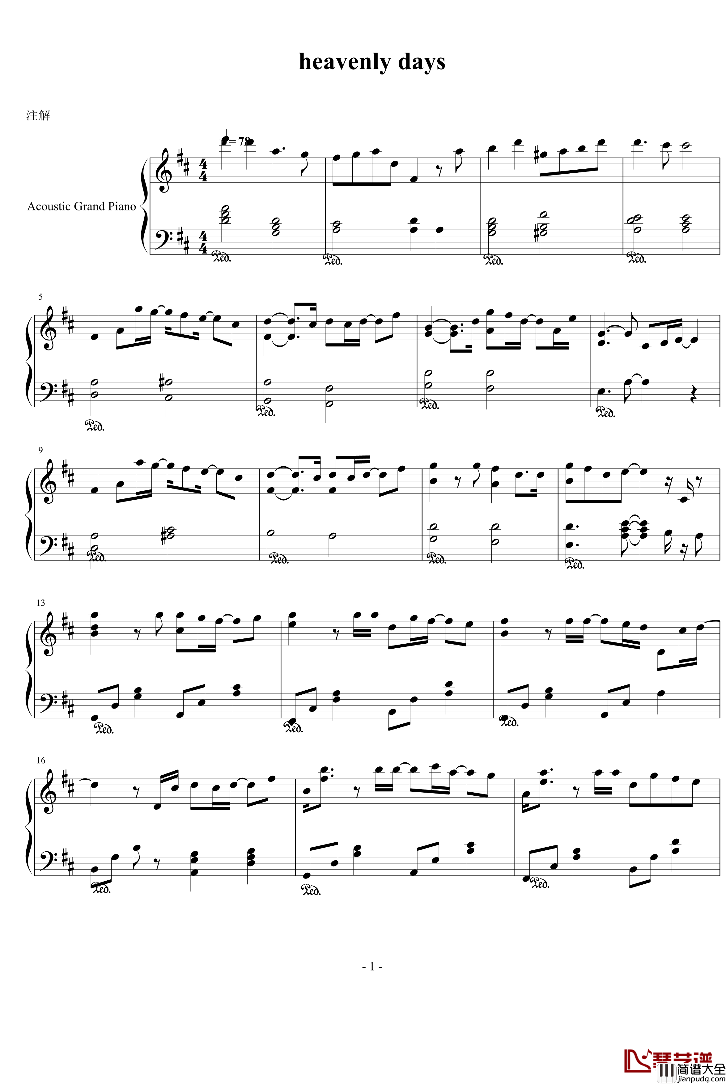 heavenly_days钢琴谱_影视