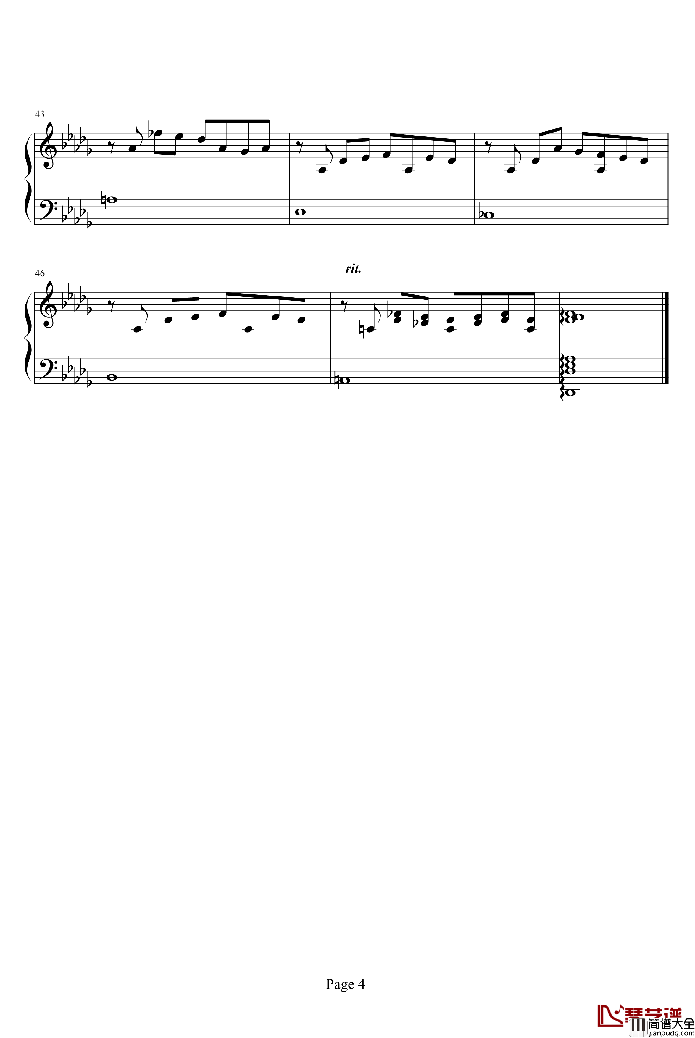 雪之梦钢琴谱_较好版_班得瑞_Bandari