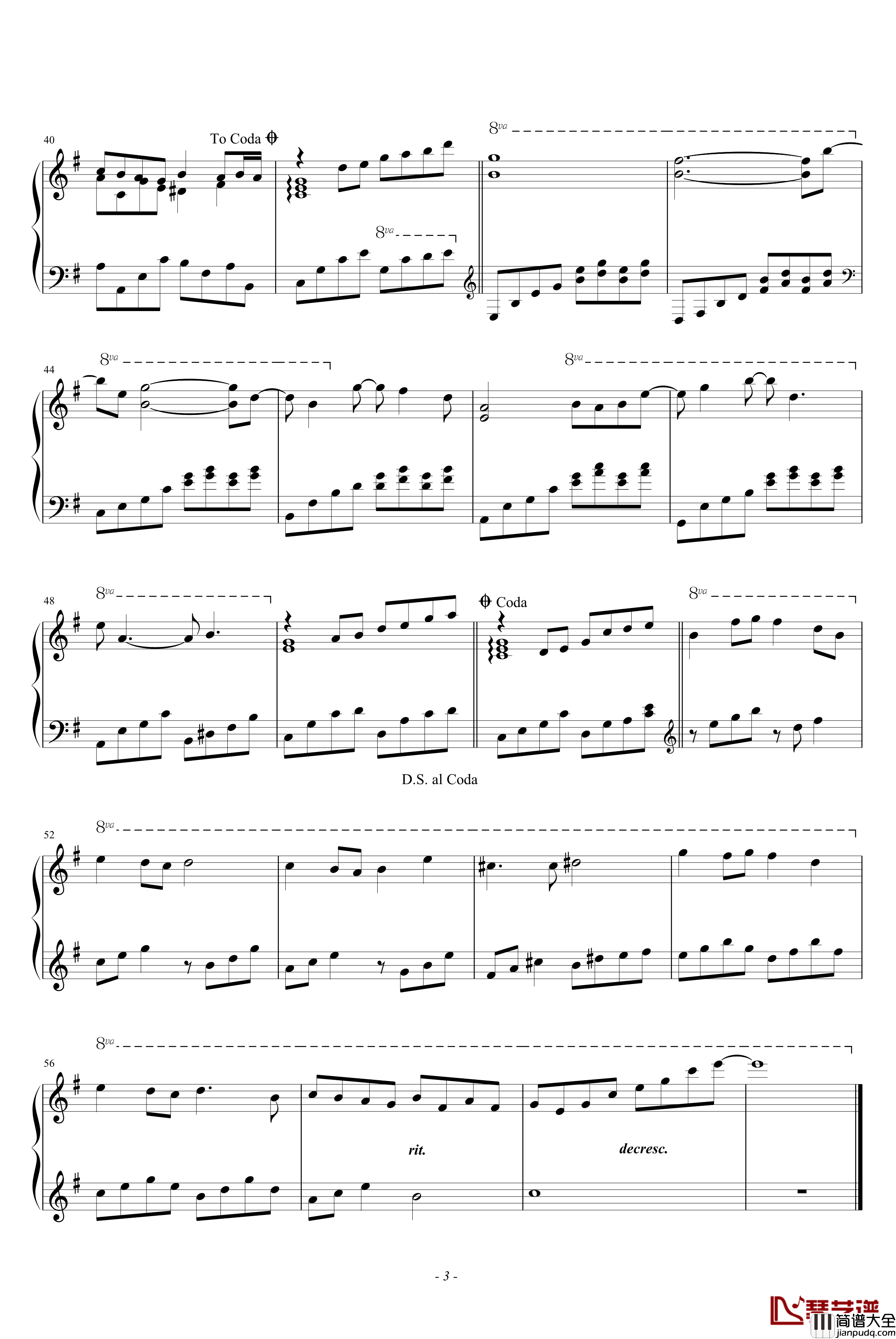 泪的物语钢琴谱_动漫影视