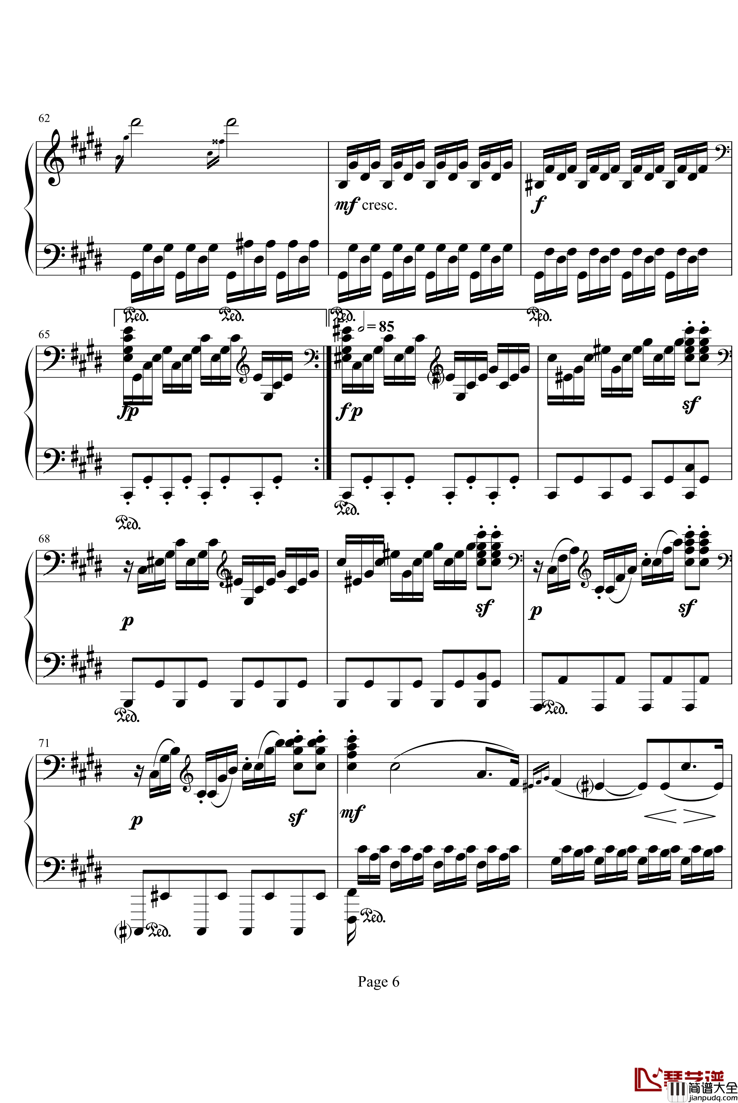 月光奏明曲钢琴谱_作品27之2_贝多芬_beethoven