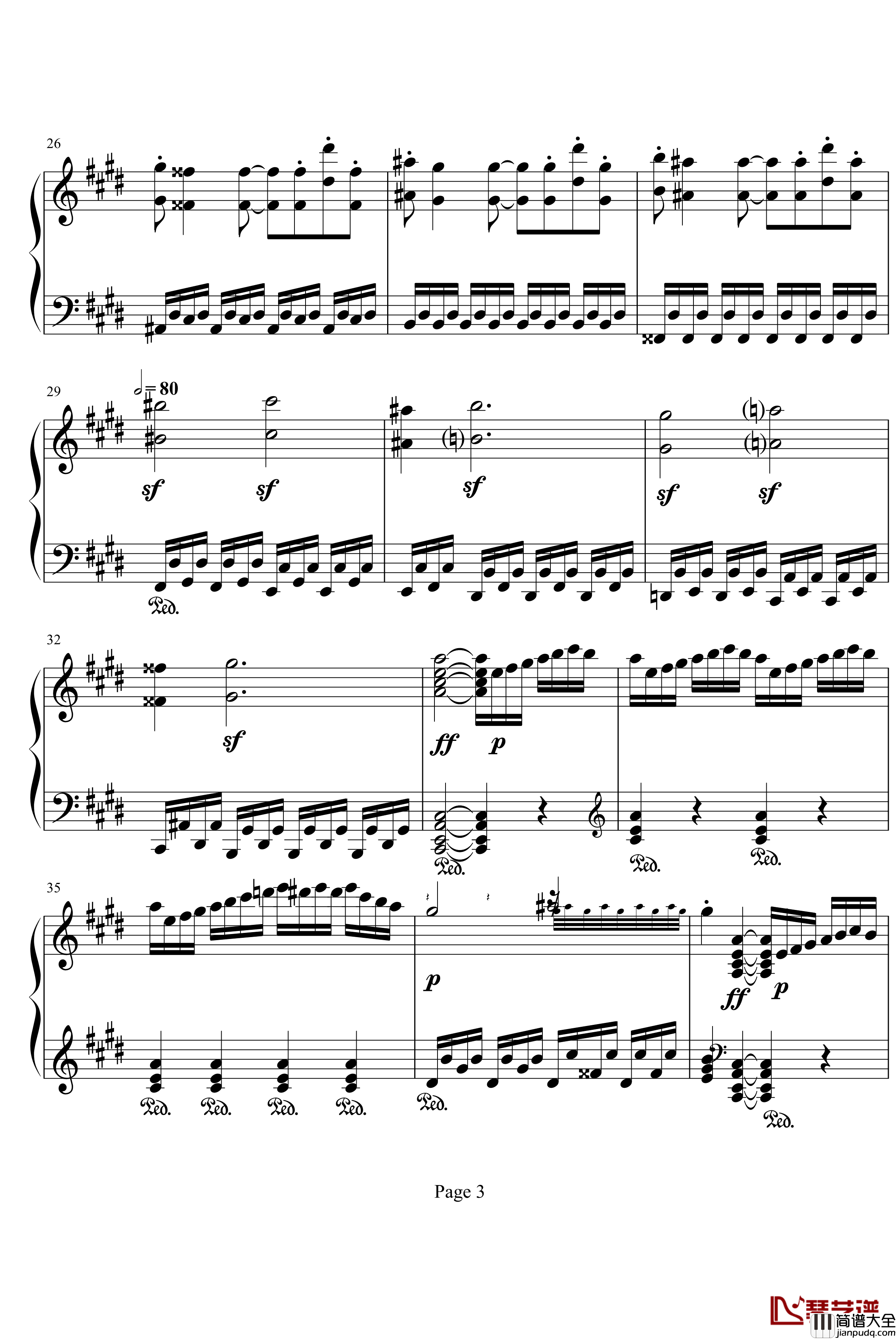 月光奏明曲钢琴谱_作品27之2_贝多芬_beethoven