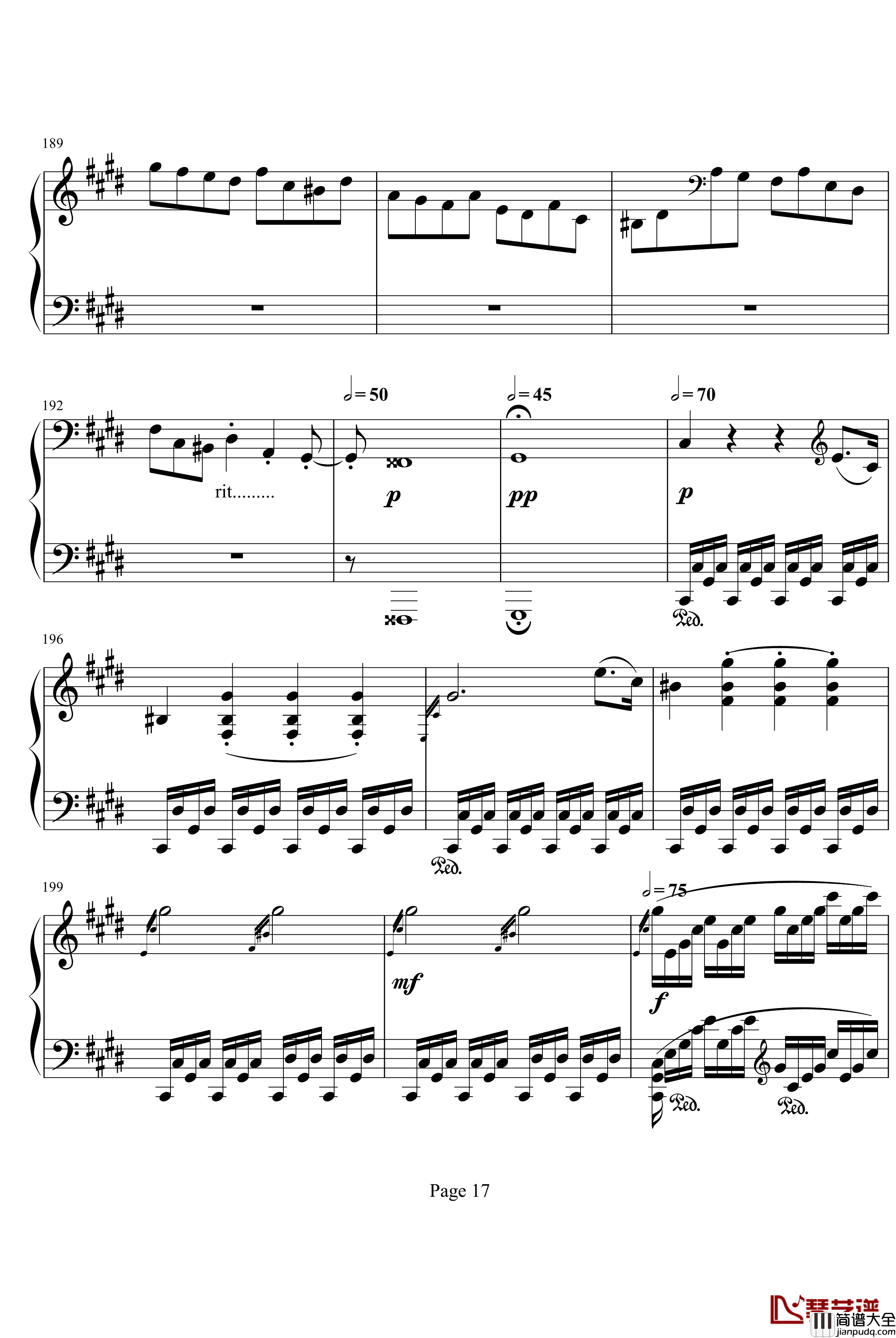 月光奏明曲钢琴谱_作品27之2_贝多芬_beethoven