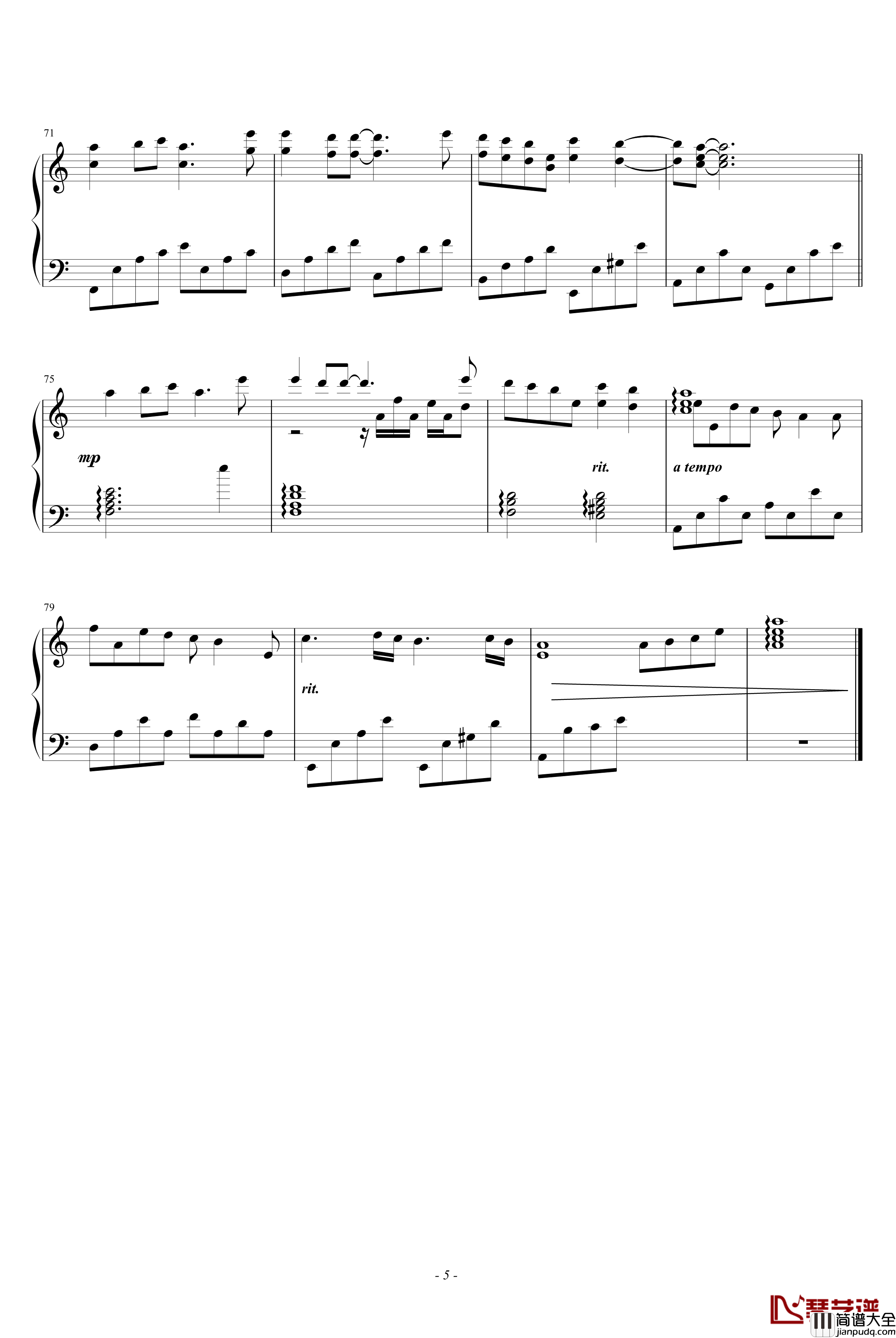 一如往昔钢琴谱_姜育恒