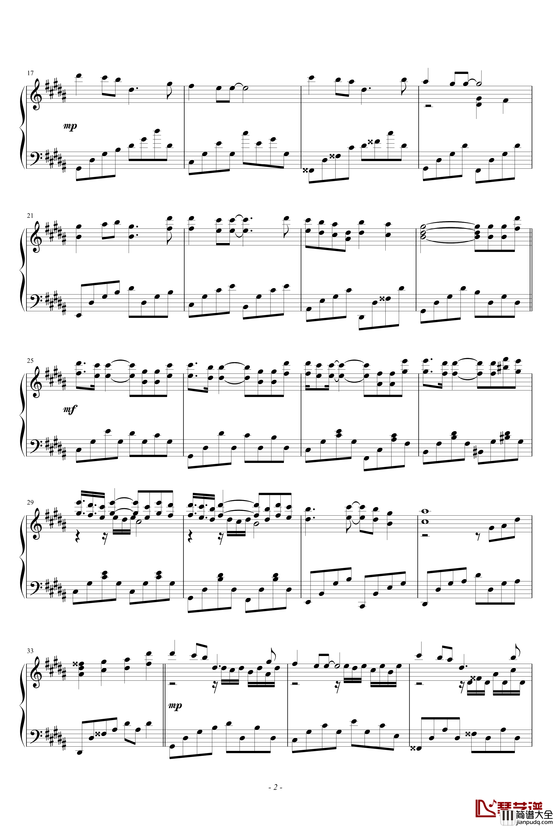 一如往昔钢琴谱_姜育恒