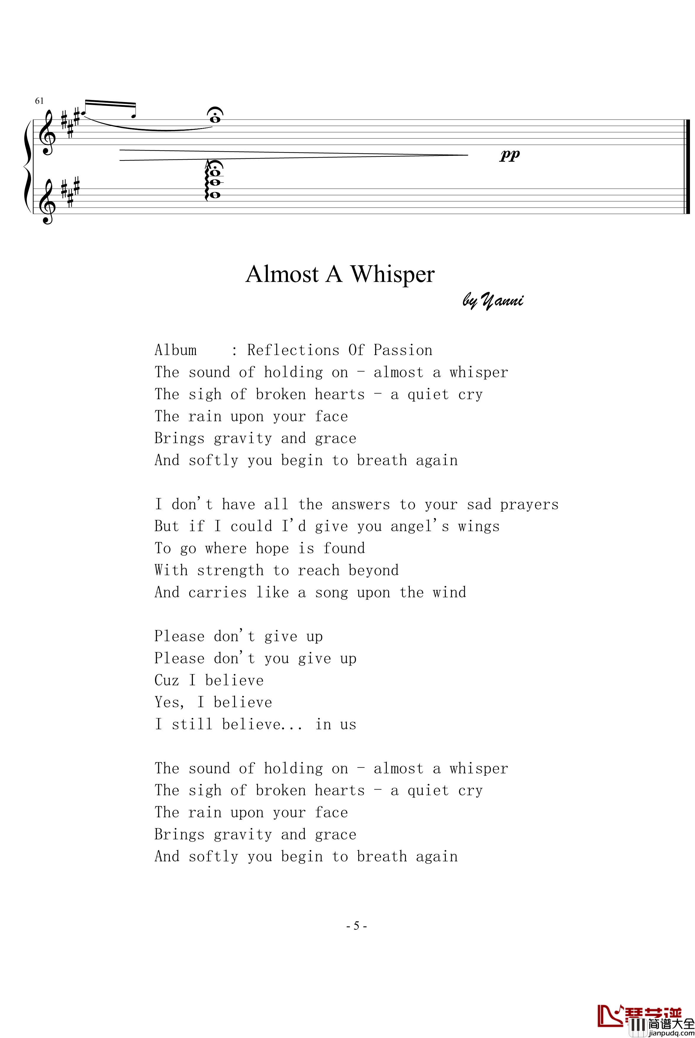 Almost_a_Whisper钢琴谱_雅尼