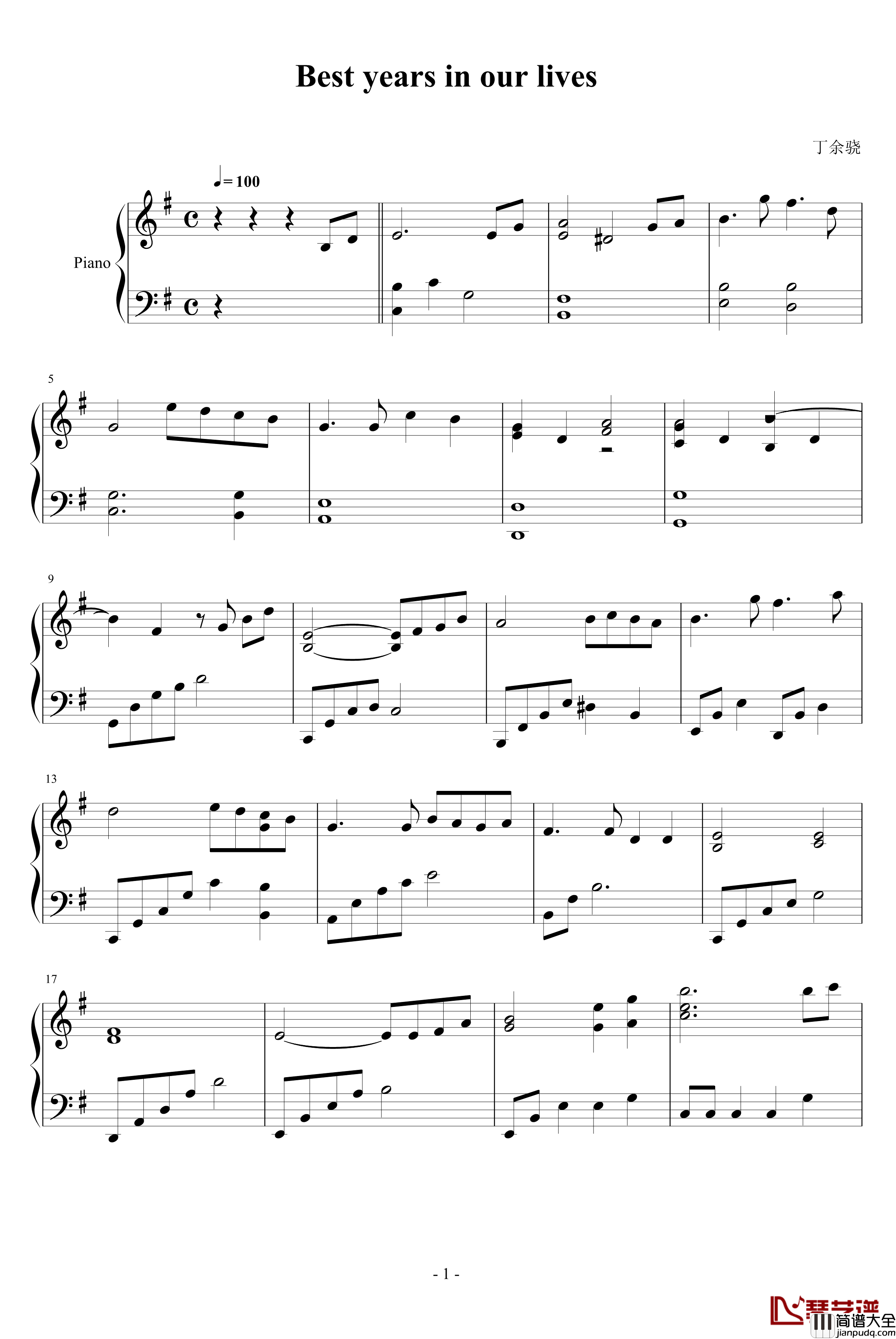 Best_years_in_our_lives钢琴谱_动漫影视