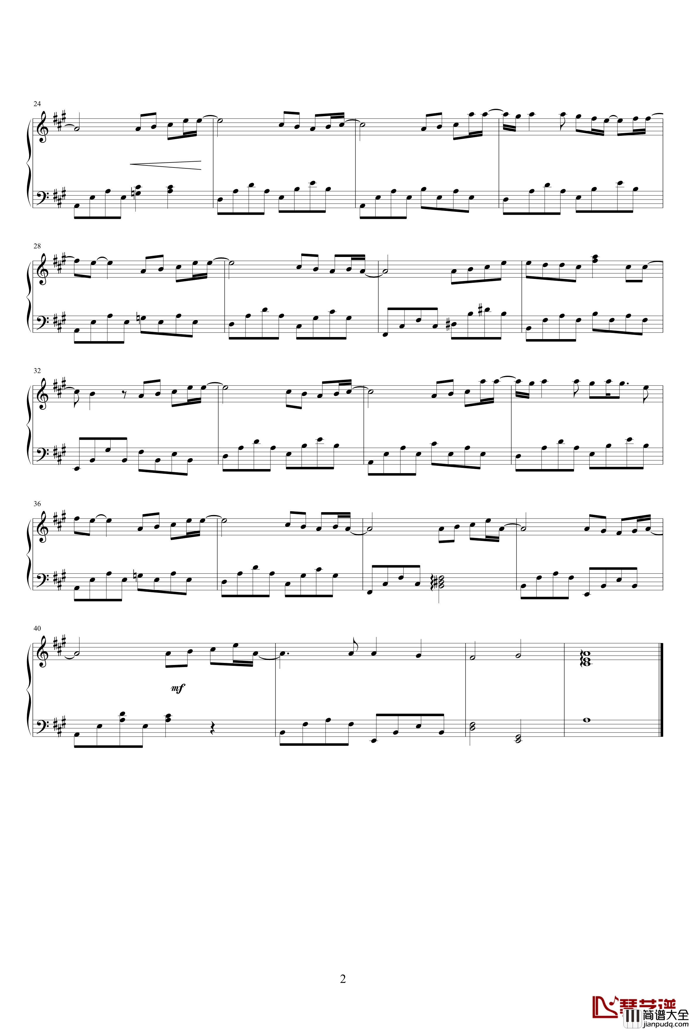 花海钢琴谱_雨的泪版_周杰伦