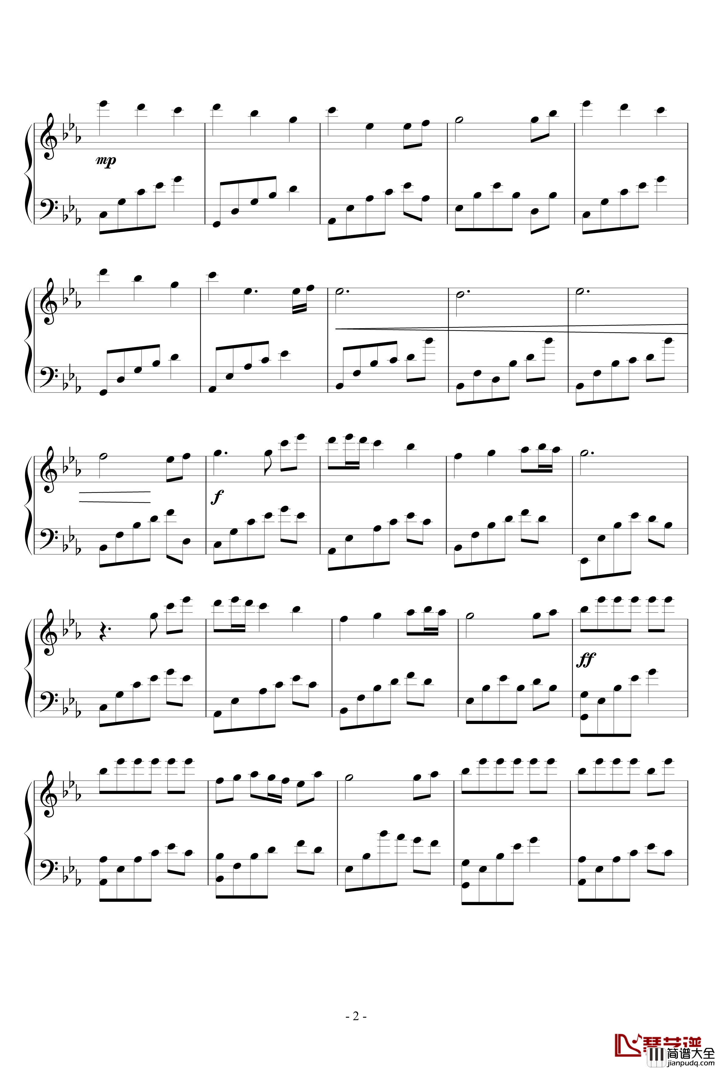 微笑的弧度钢琴谱_动漫影视