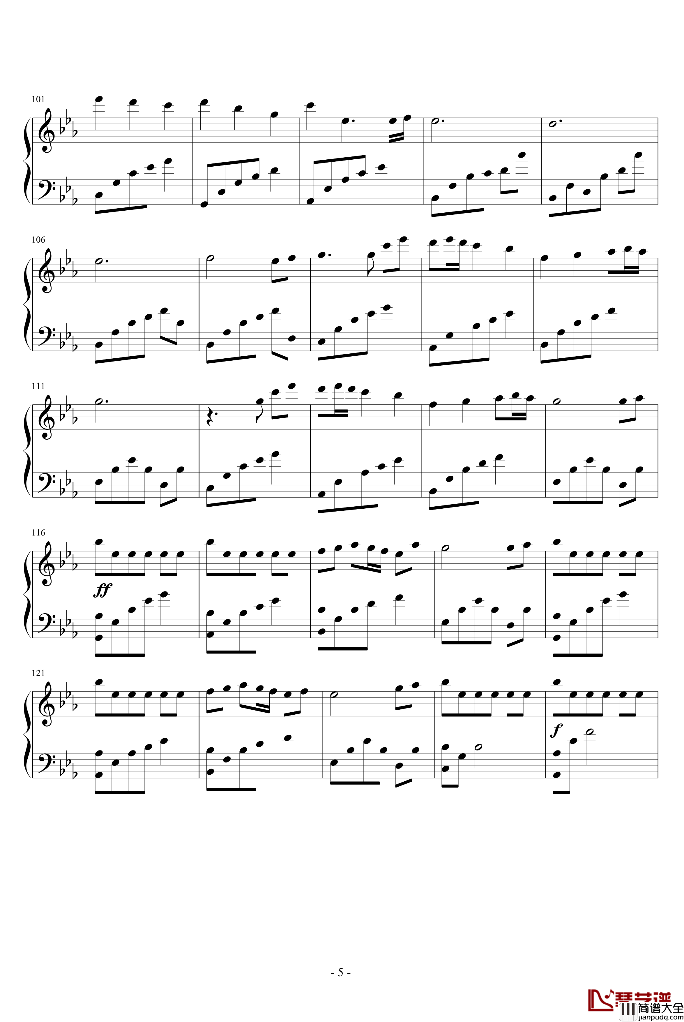 微笑的弧度钢琴谱_动漫影视