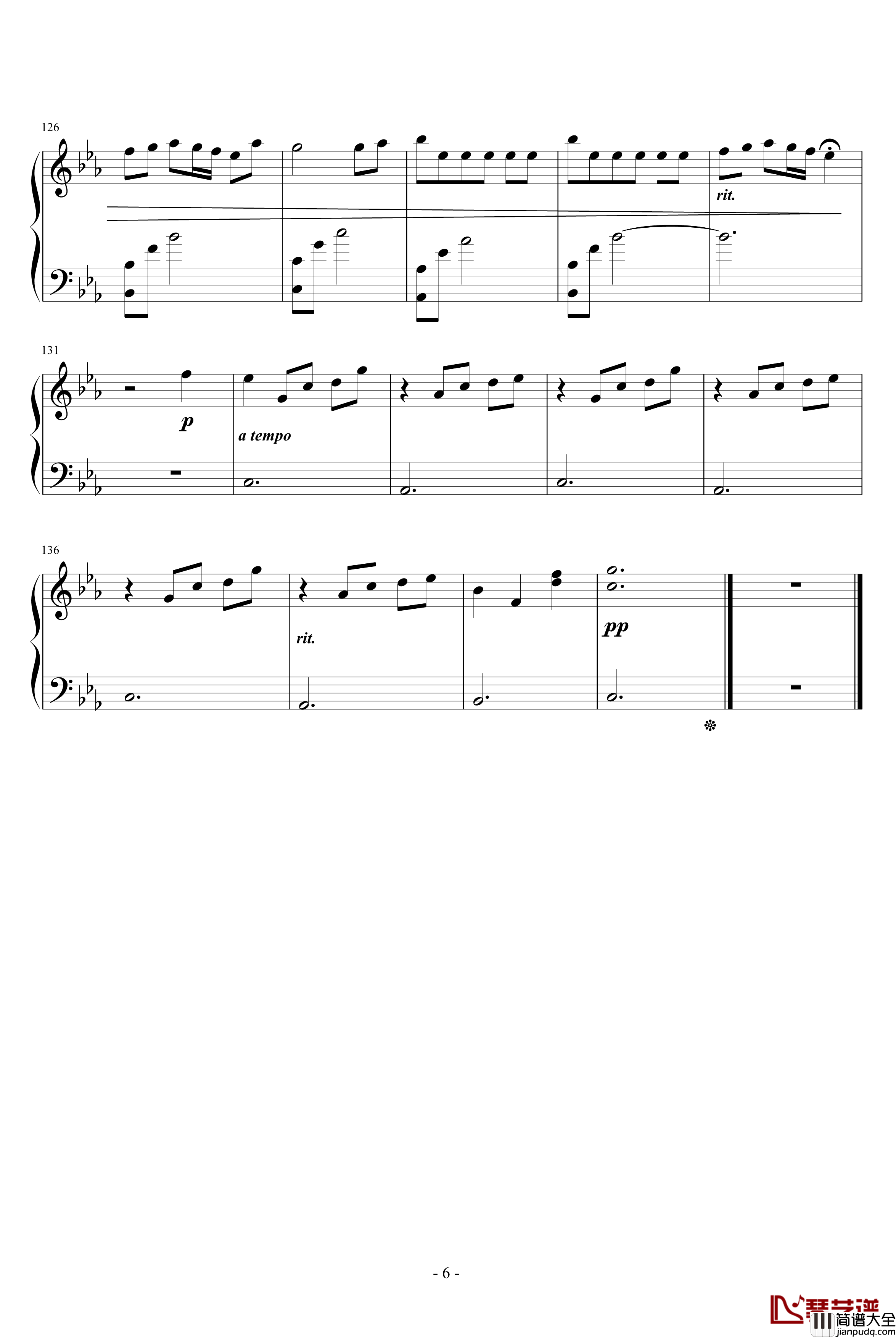 微笑的弧度钢琴谱_动漫影视