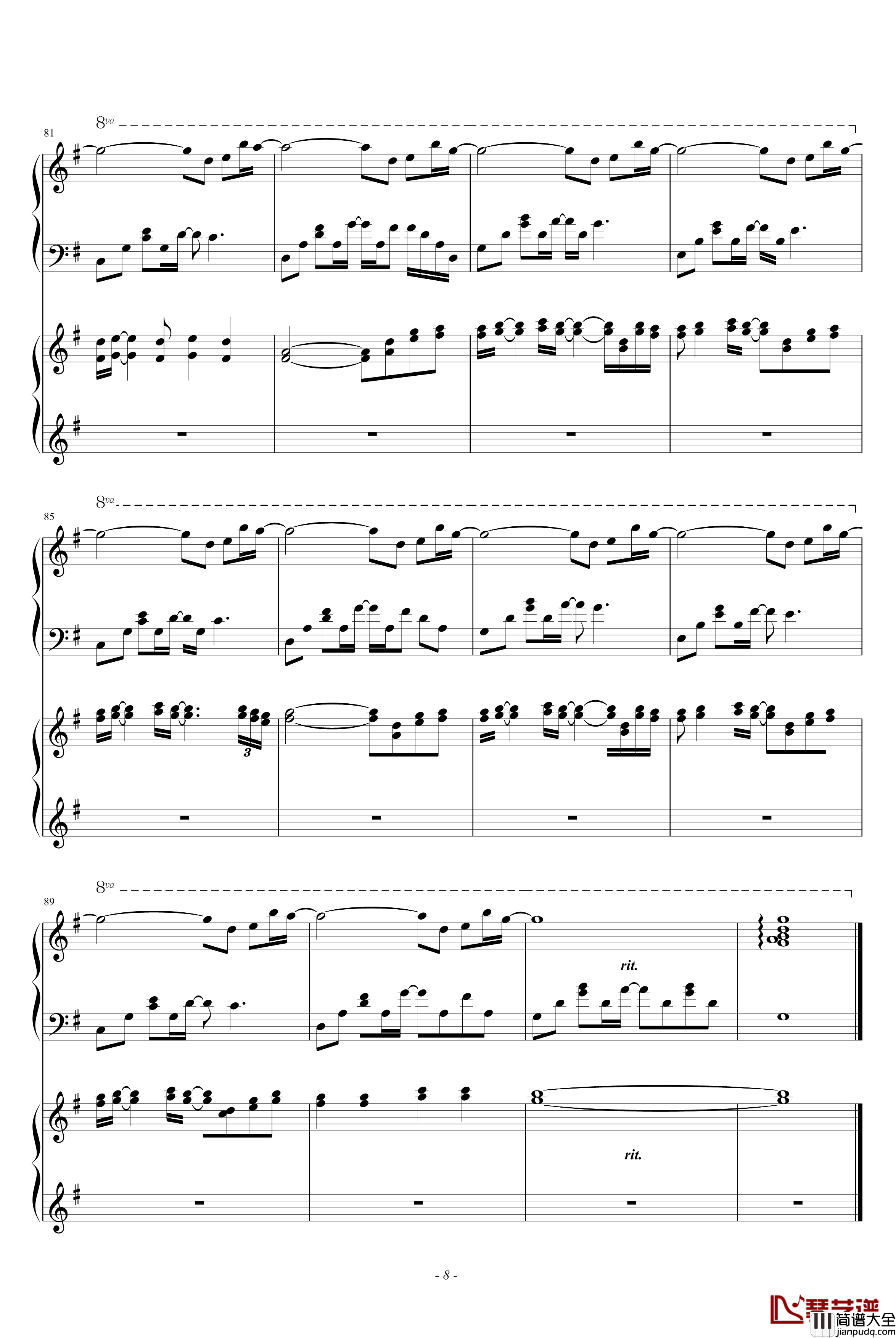 时光印记钢琴谱_双钢琴_Alex