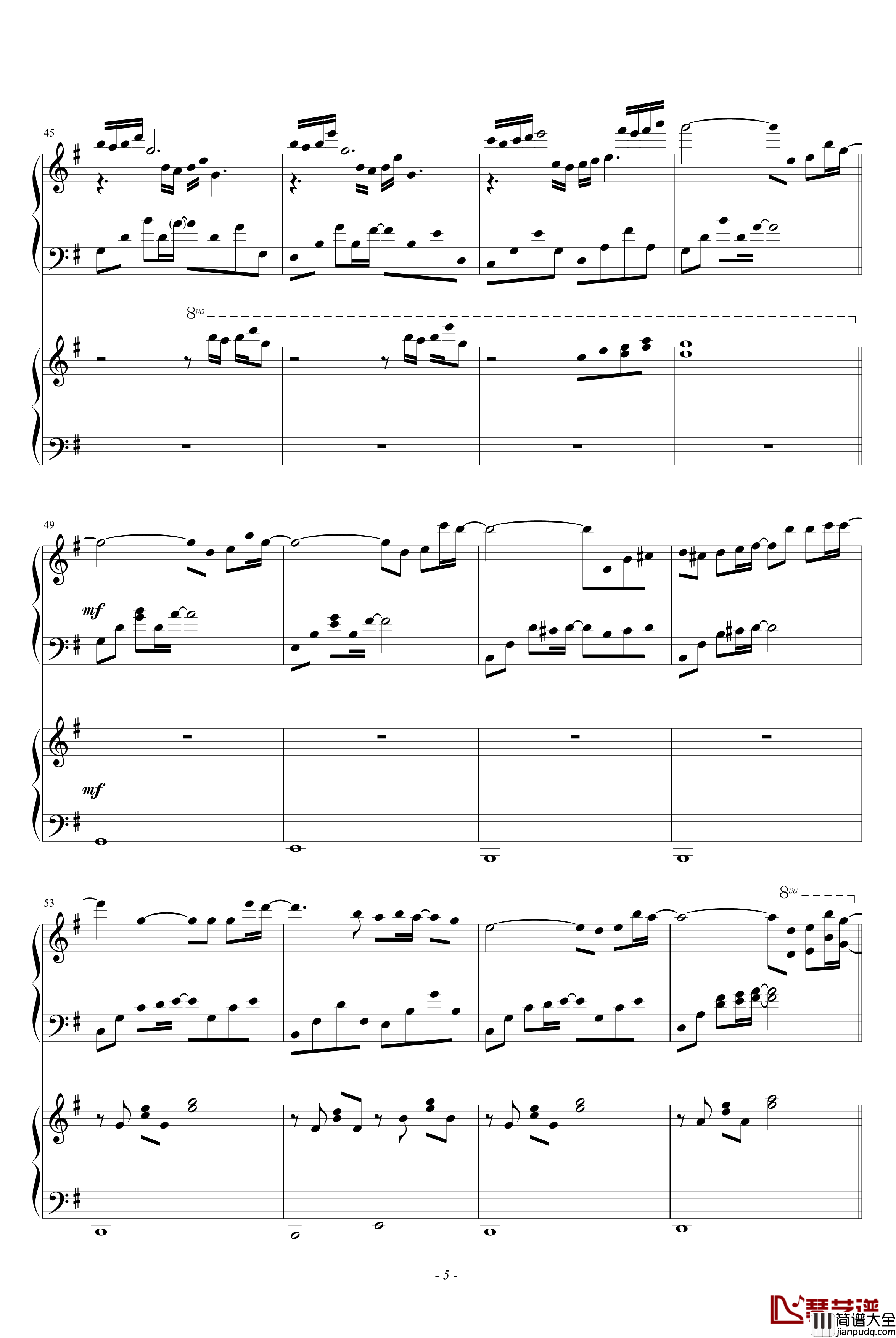 时光印记钢琴谱_双钢琴_Alex