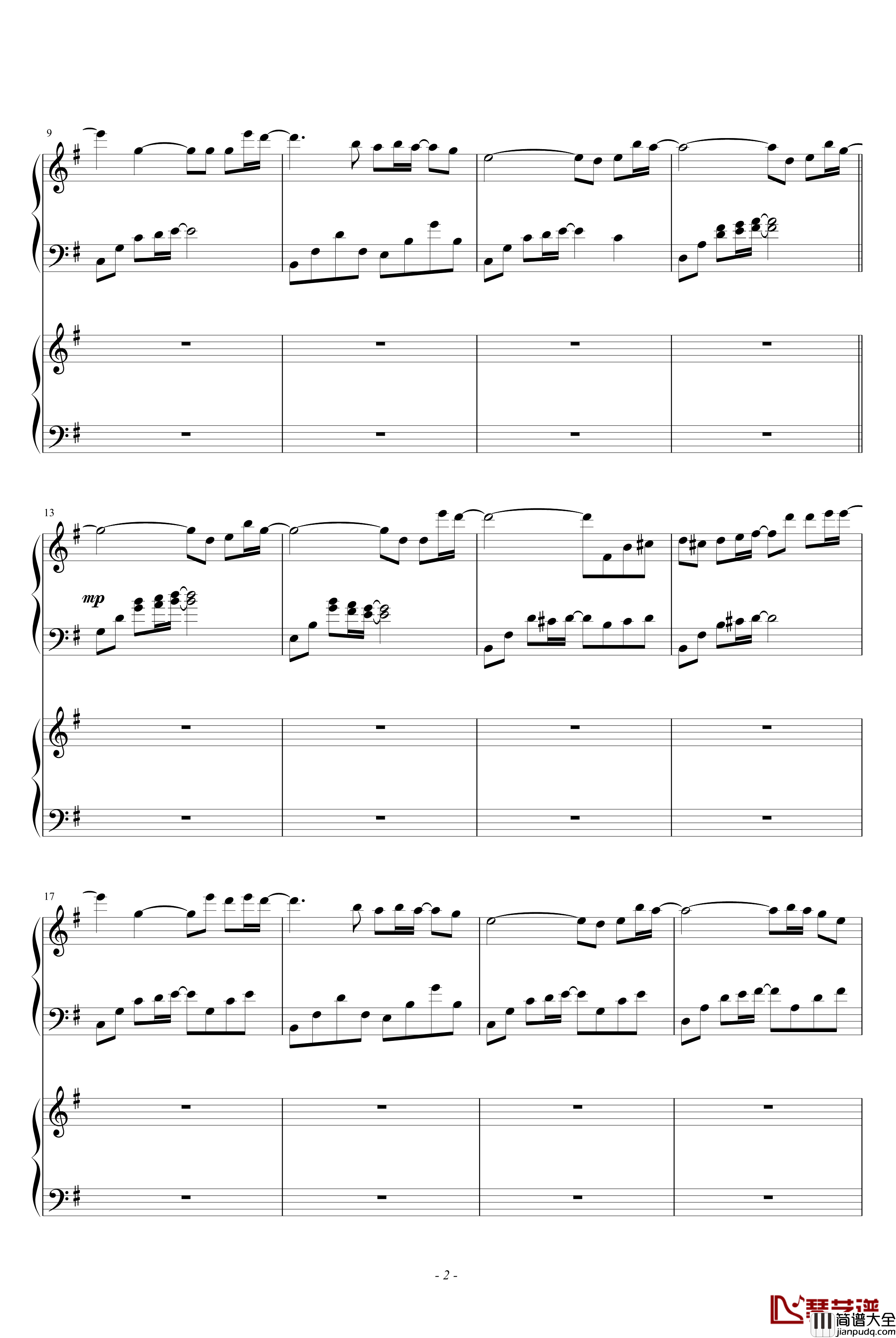 时光印记钢琴谱_双钢琴_Alex