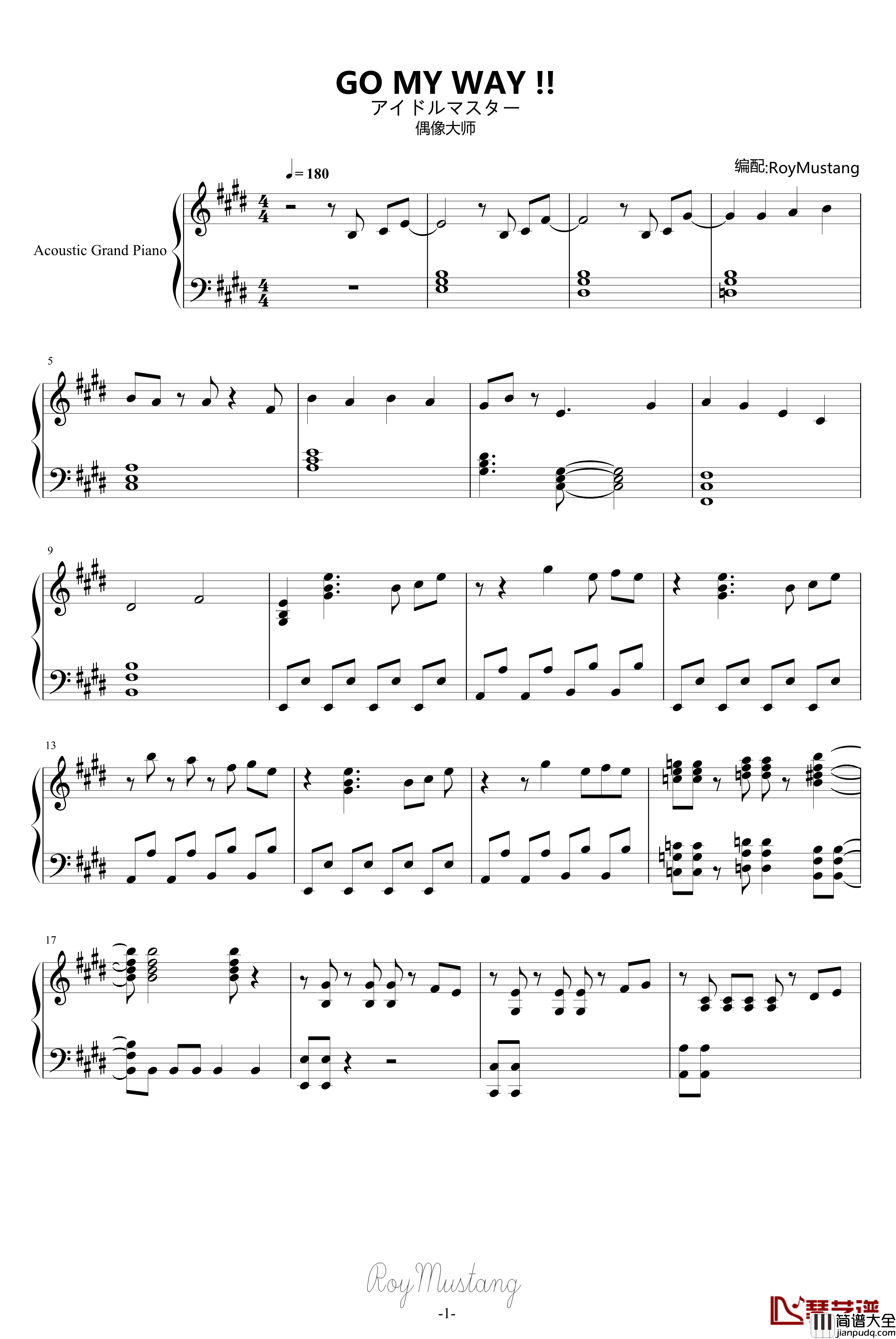 GO_MY_WAY钢琴谱_动漫影视