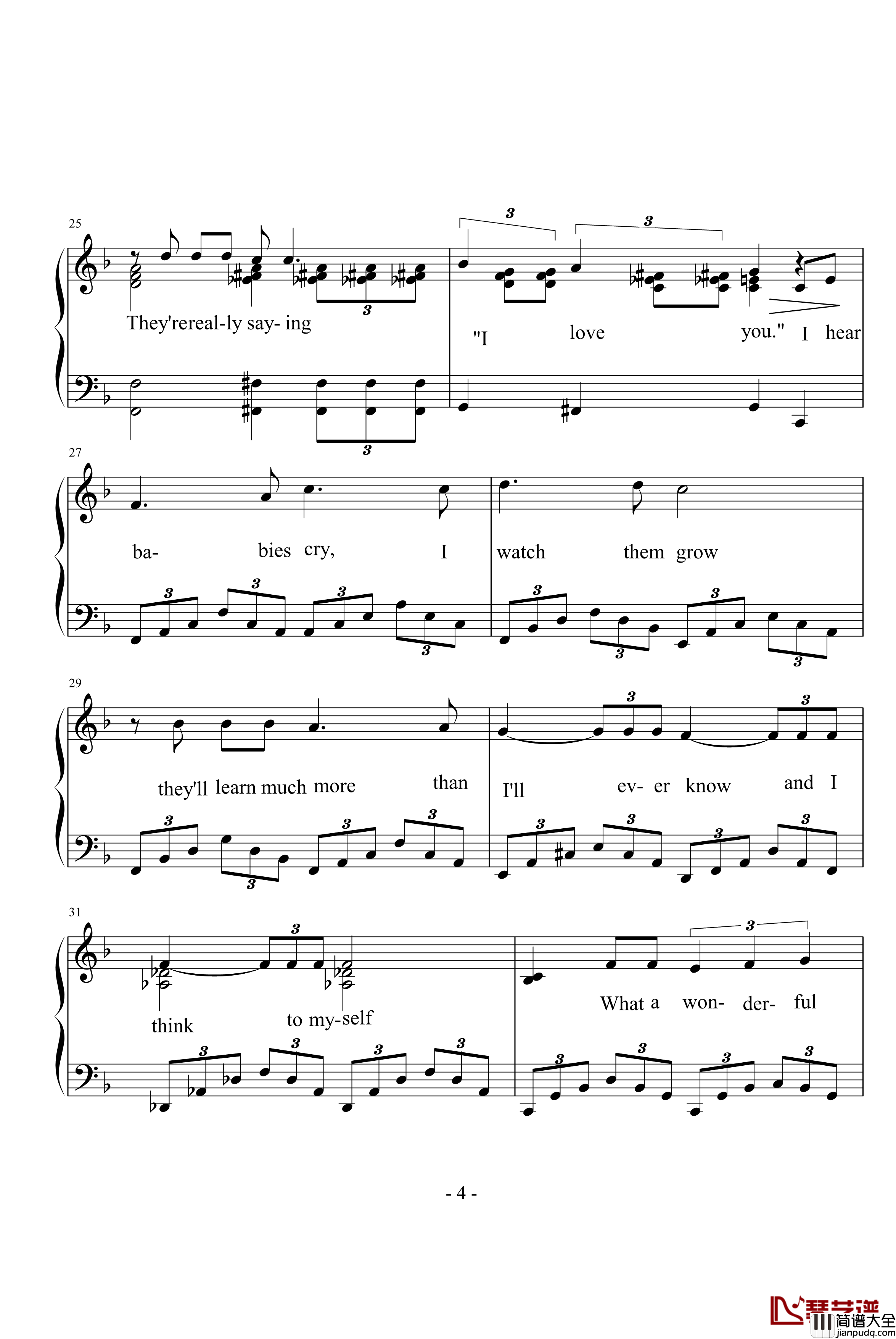 What_A_Wonderful_World钢琴谱_经典布鲁斯_Louis_Armstrong