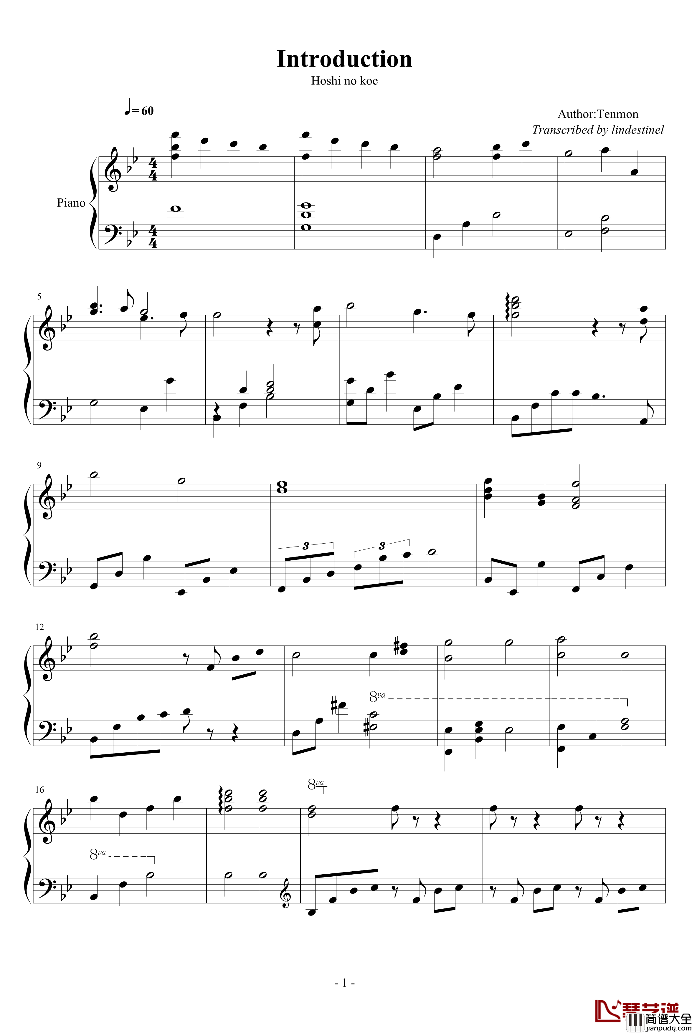 Introduction钢琴谱_动漫影视