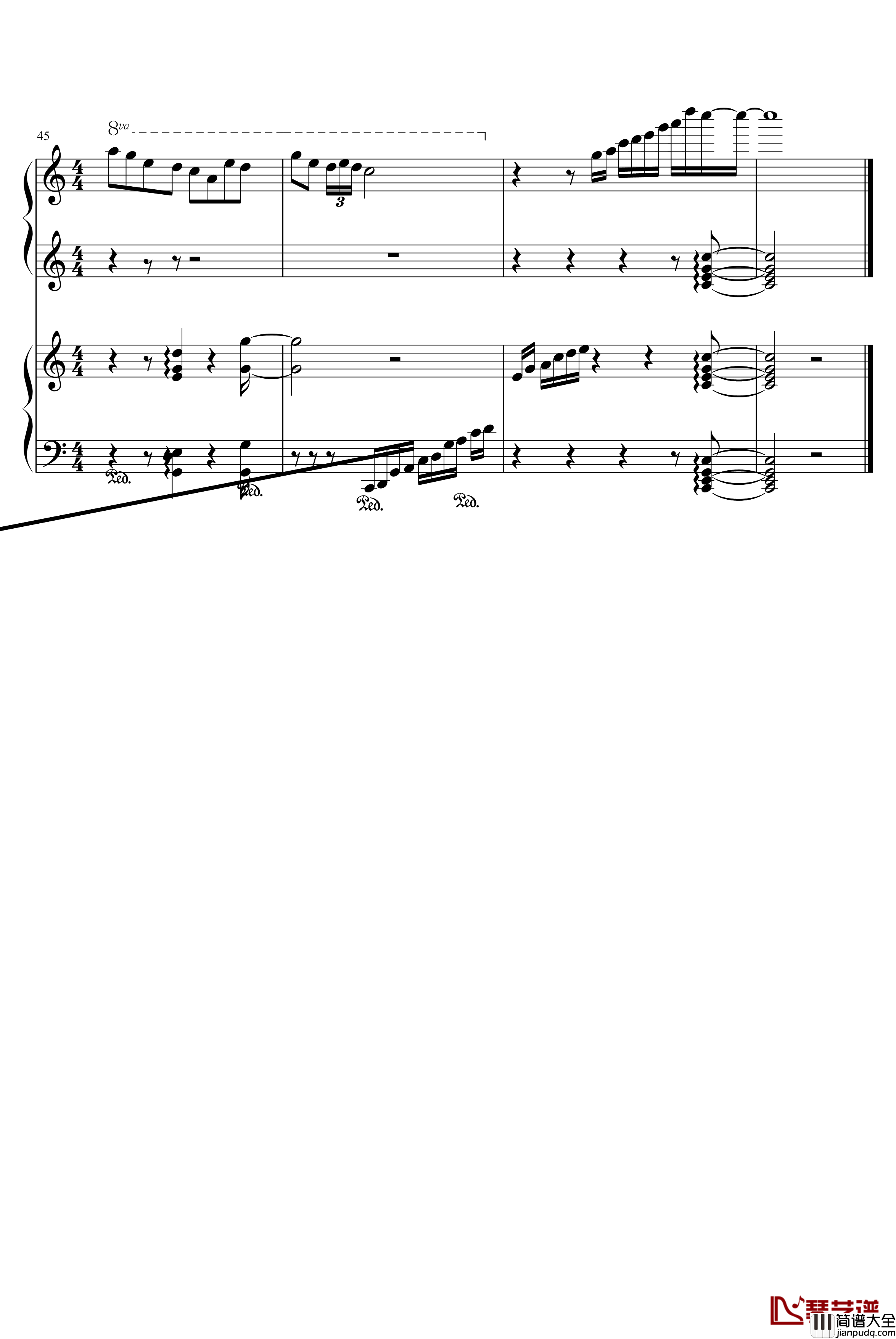 浪雁云砂钢琴谱_无限