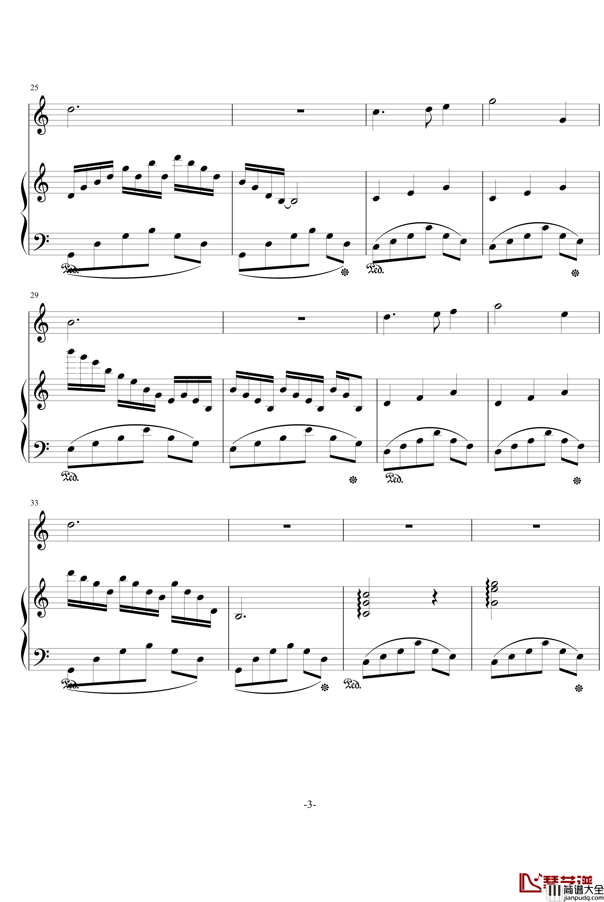 雪夜钢琴谱_3028102