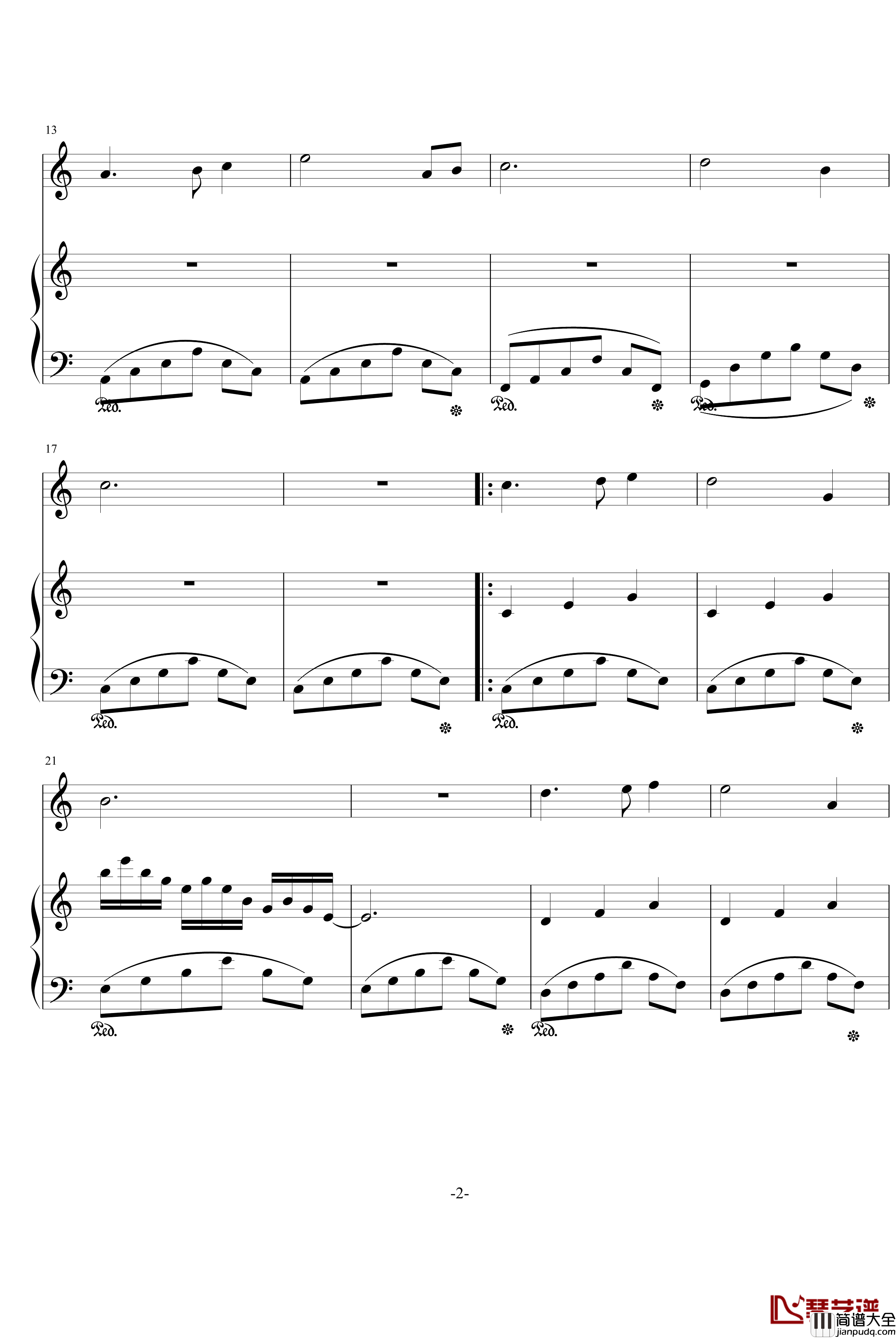 雪夜钢琴谱_3028102