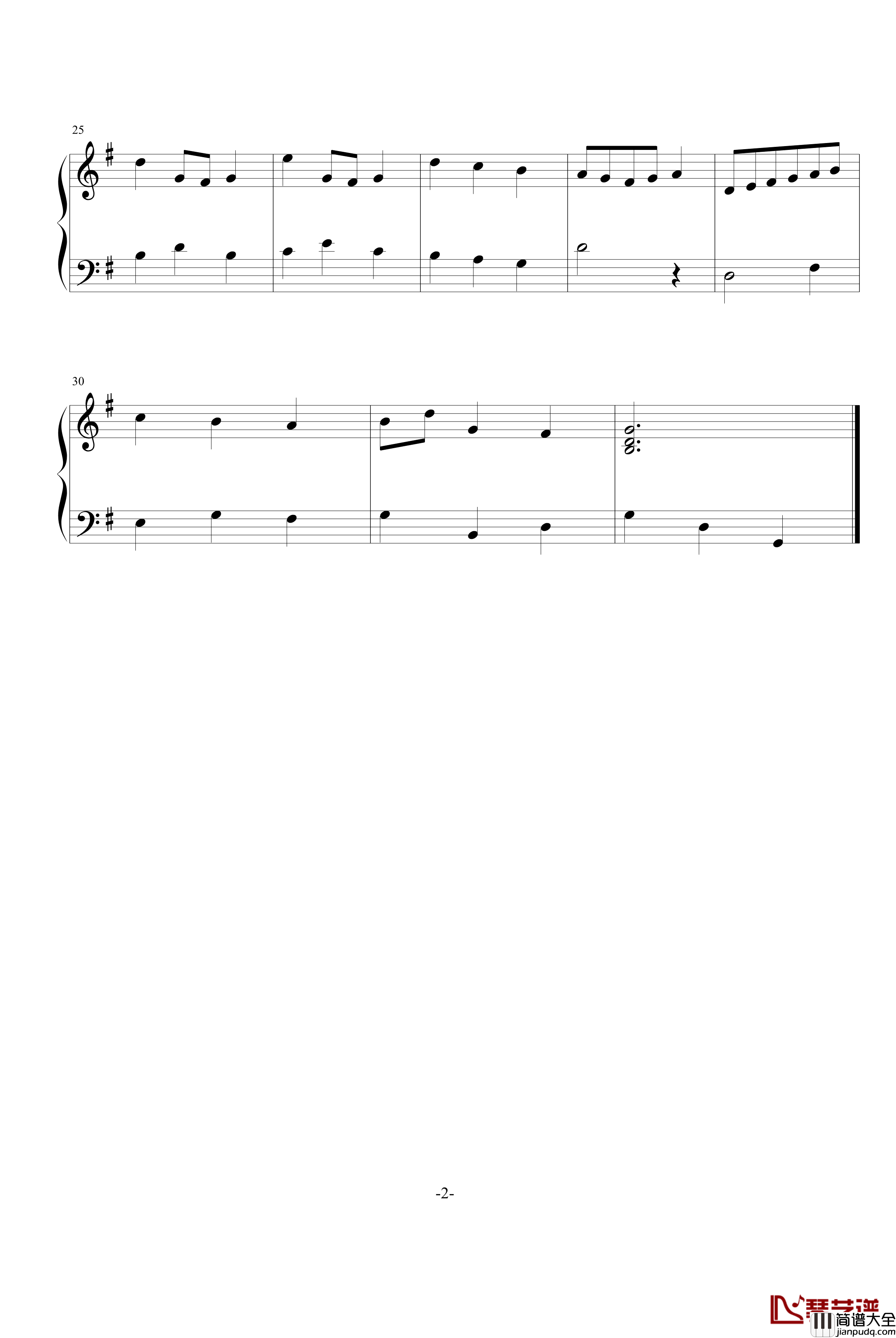 小步舞曲钢琴谱_巴哈