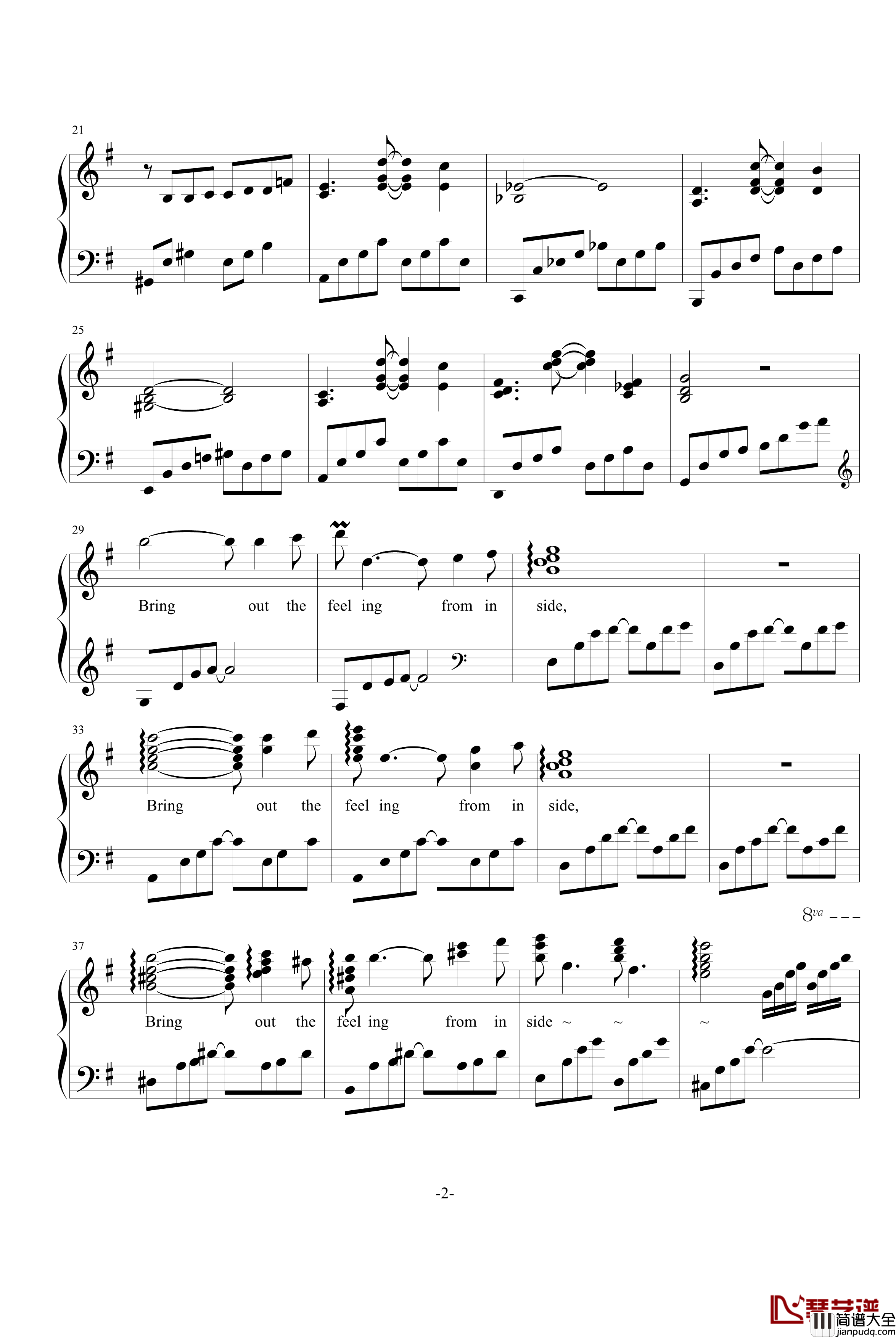 带给内里的感受钢琴谱_Bring_Out_The_Feeling_From_Inside_每一天