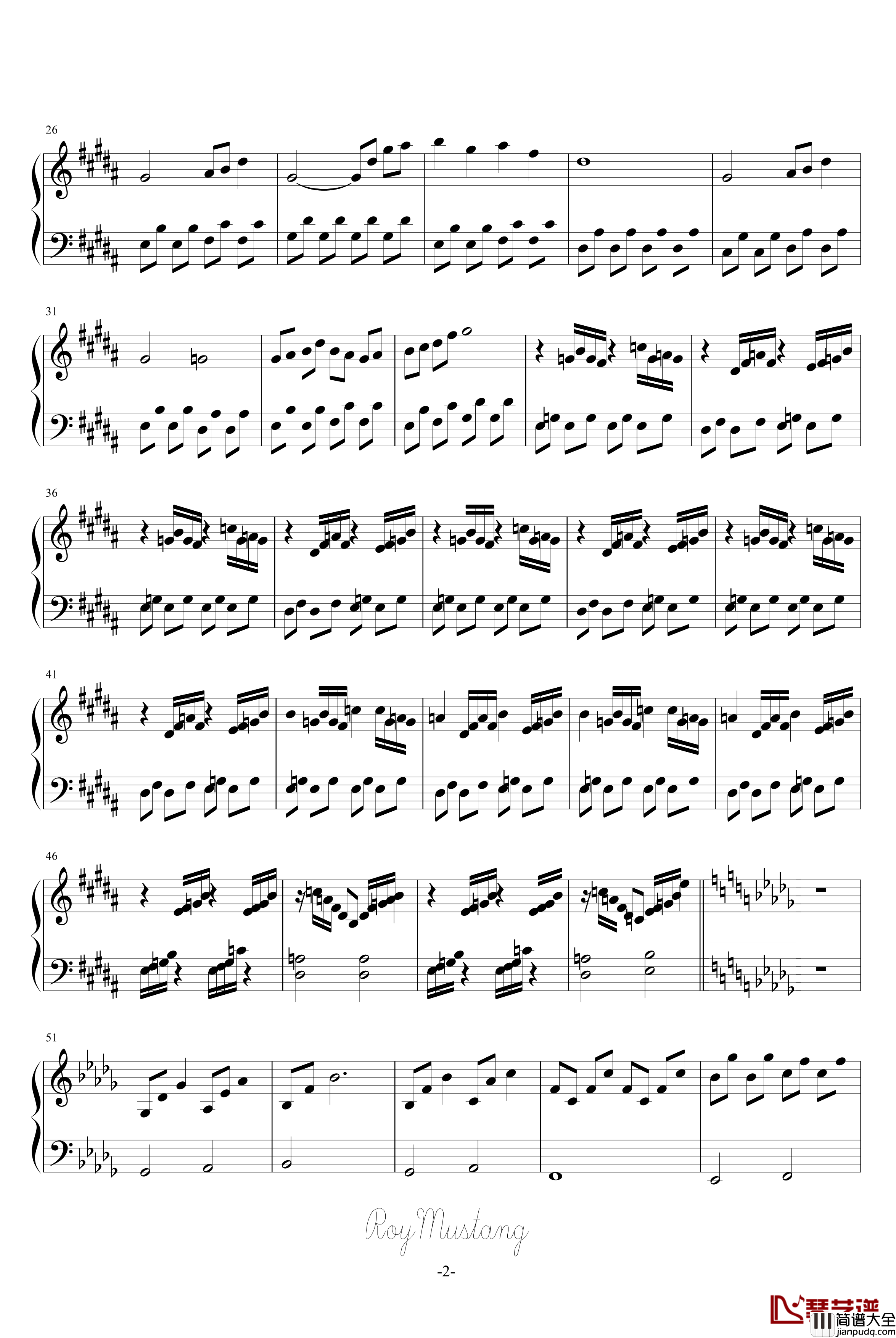 月まで届け、不死の煙钢琴谱_动漫影视_东方永夜抄