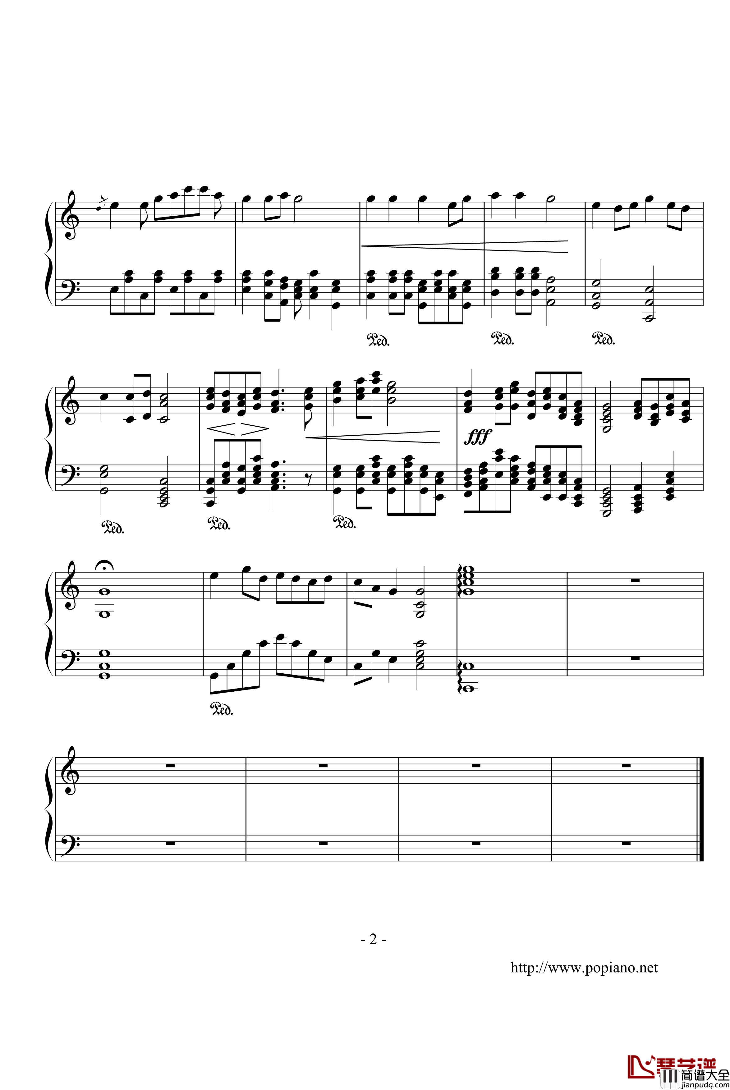 茉莉花钢琴谱_四眼黄果版_中国名曲