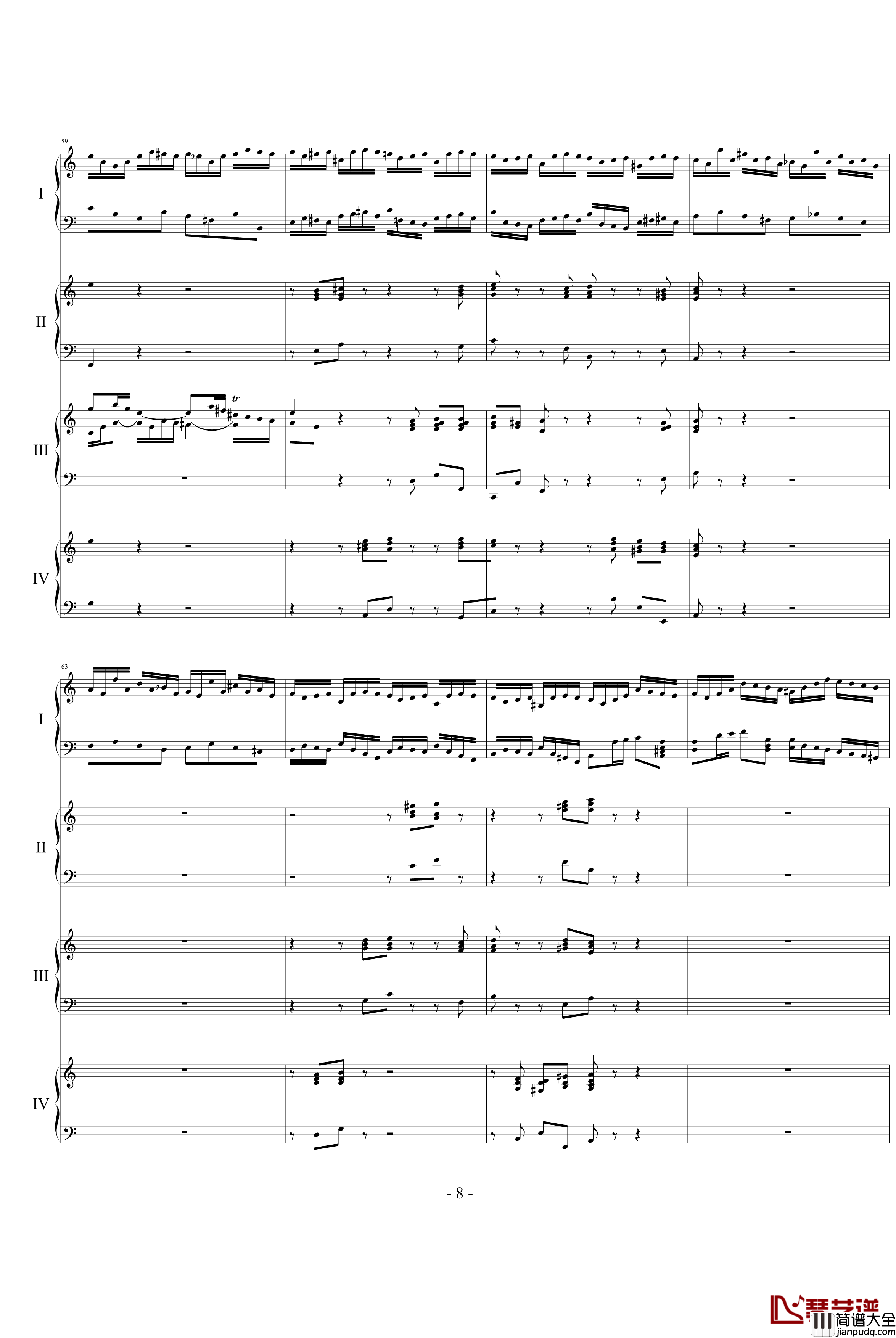 巴赫为四架钢琴写的钢琴协奏曲钢琴谱_巴赫_P.E.Bach