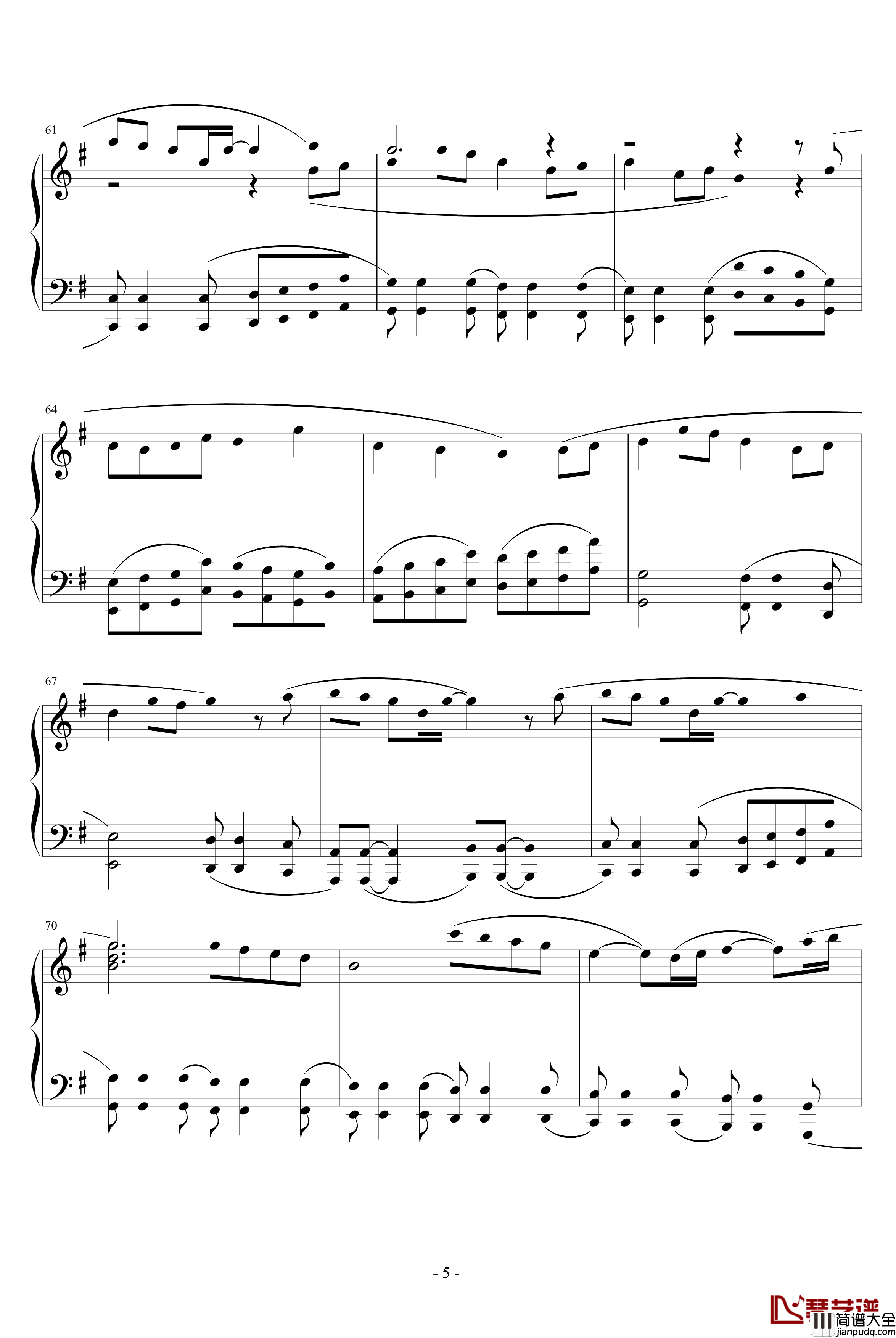 私奔到月球钢琴谱_五月天