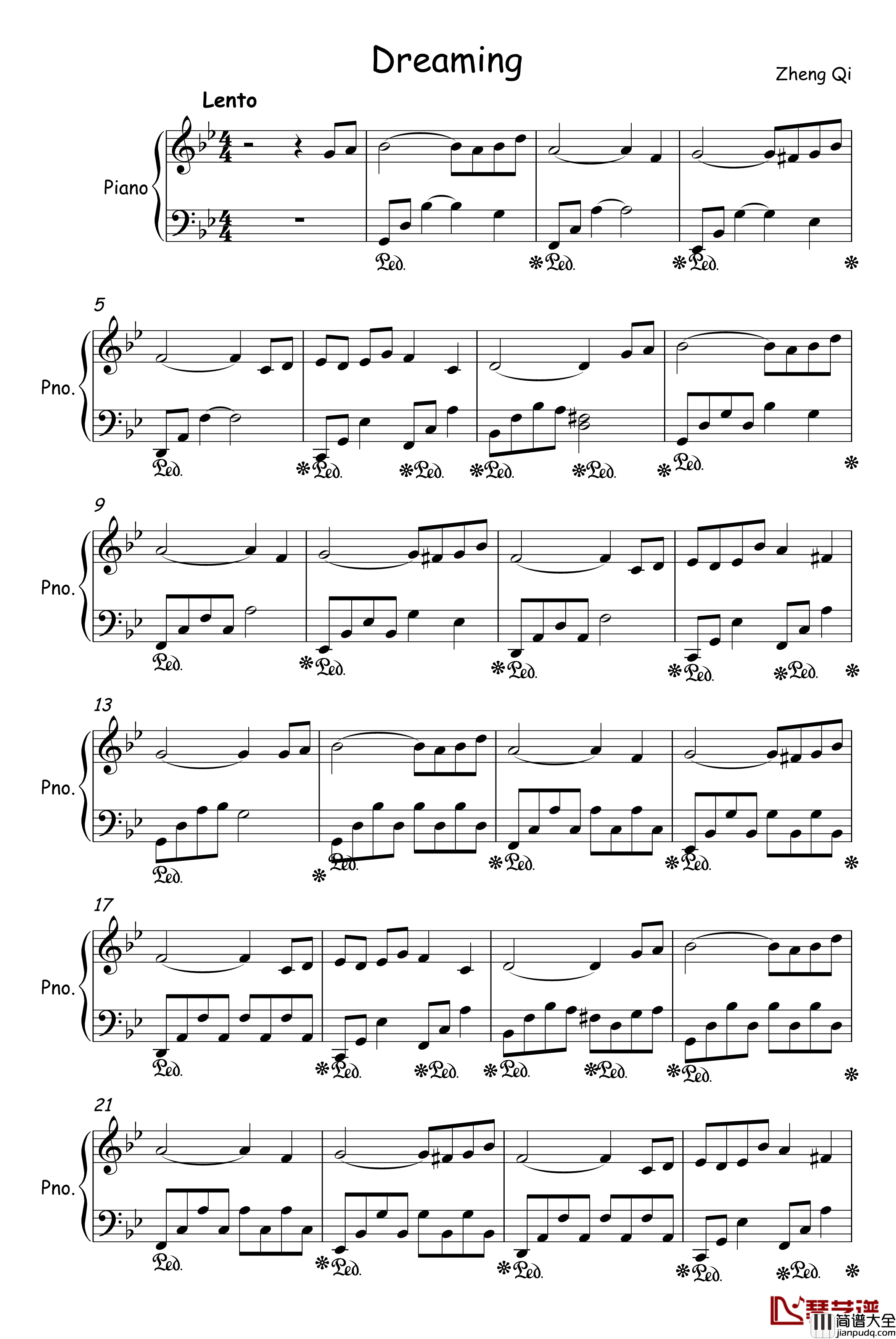 Dreaming钢琴谱_苦后甘甜