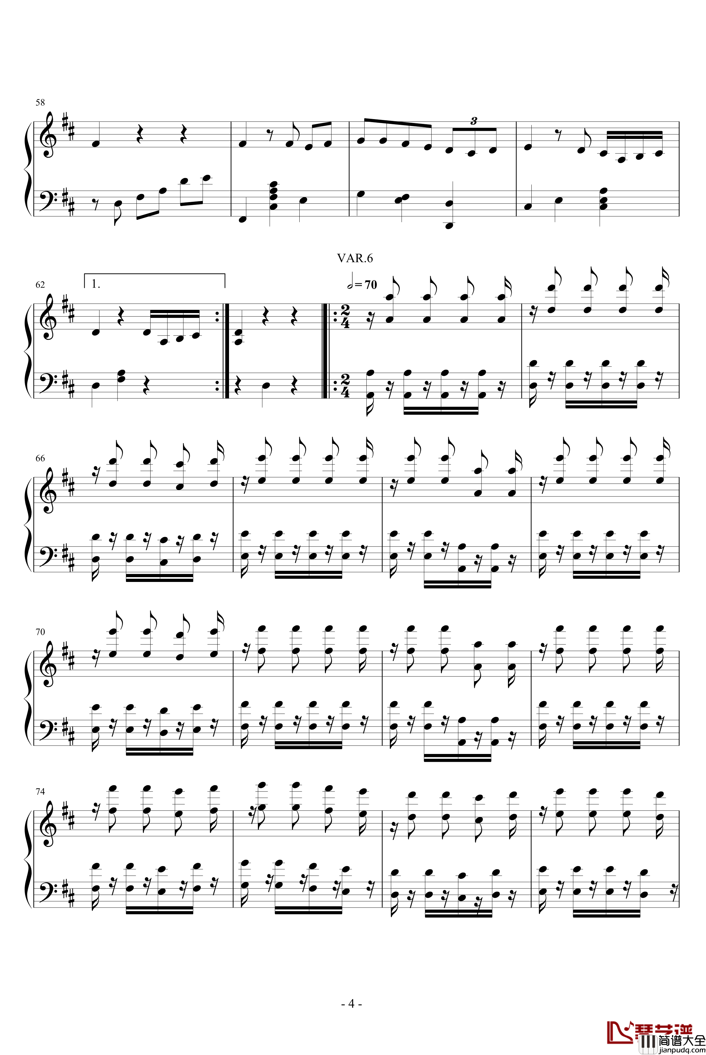 如果你高兴就拍拍手吧创作的7首变奏曲钢琴谱_jsxuyichen