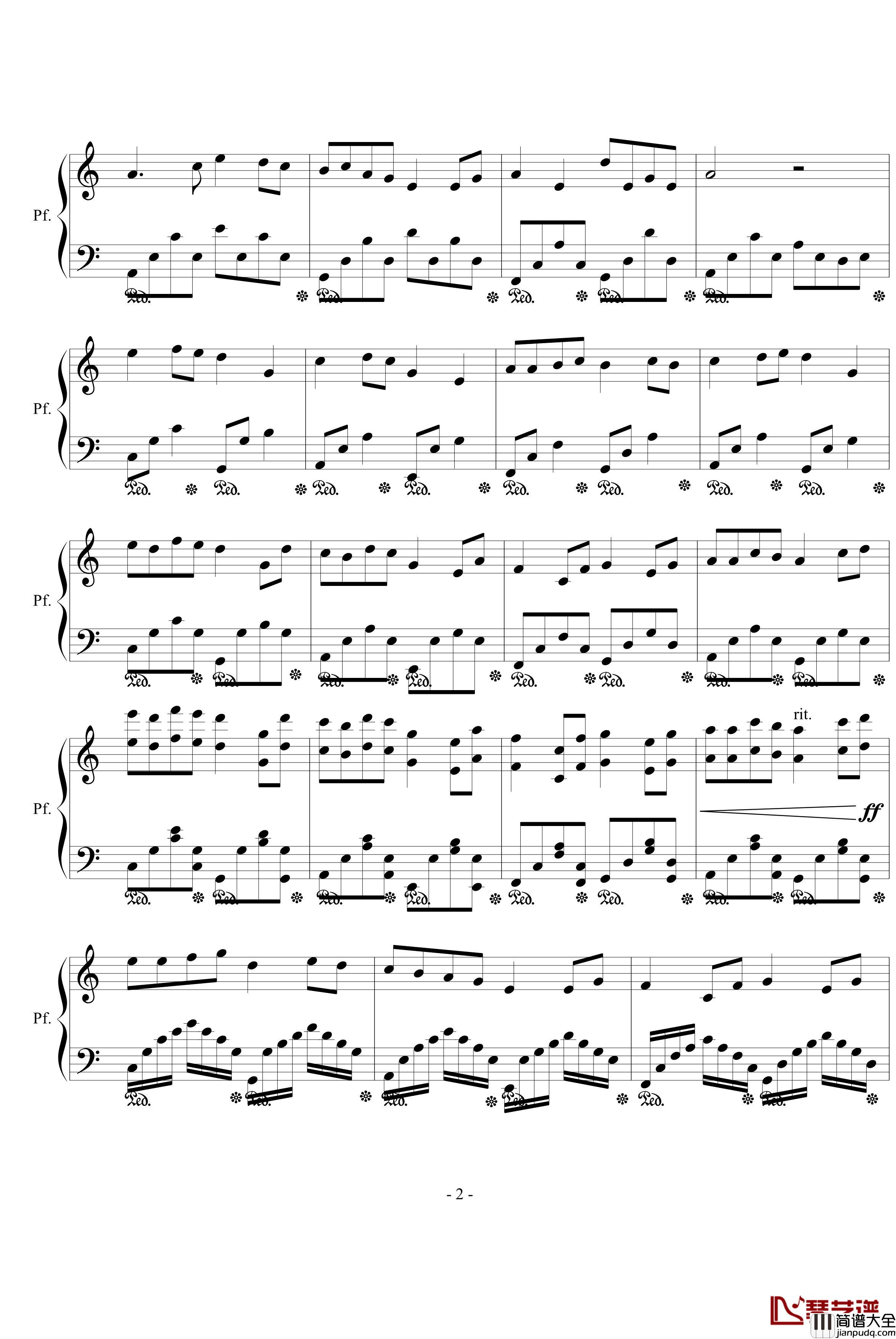 烟的味道钢琴谱_Araneida