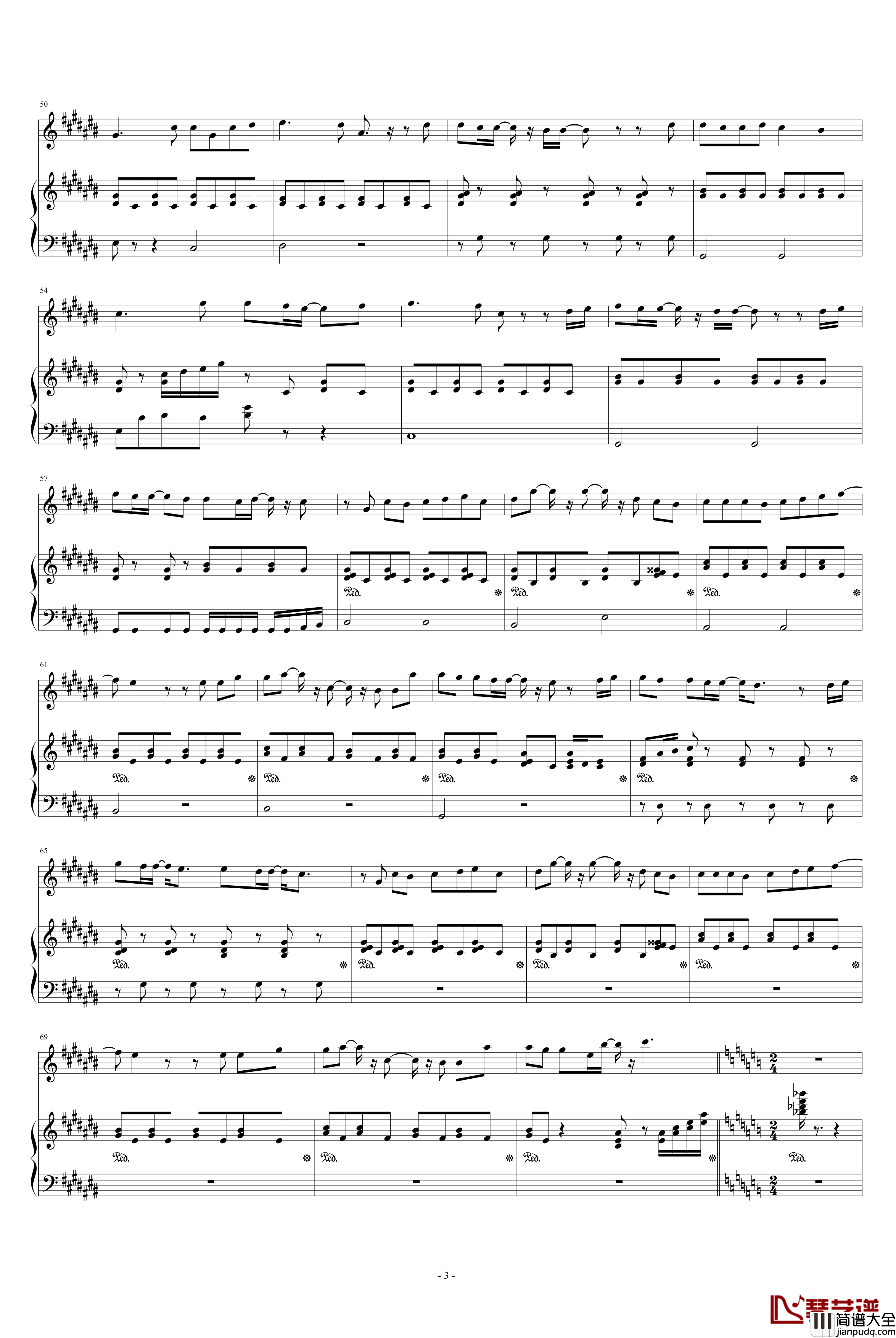 枫钢琴谱_原版和声版_周杰伦